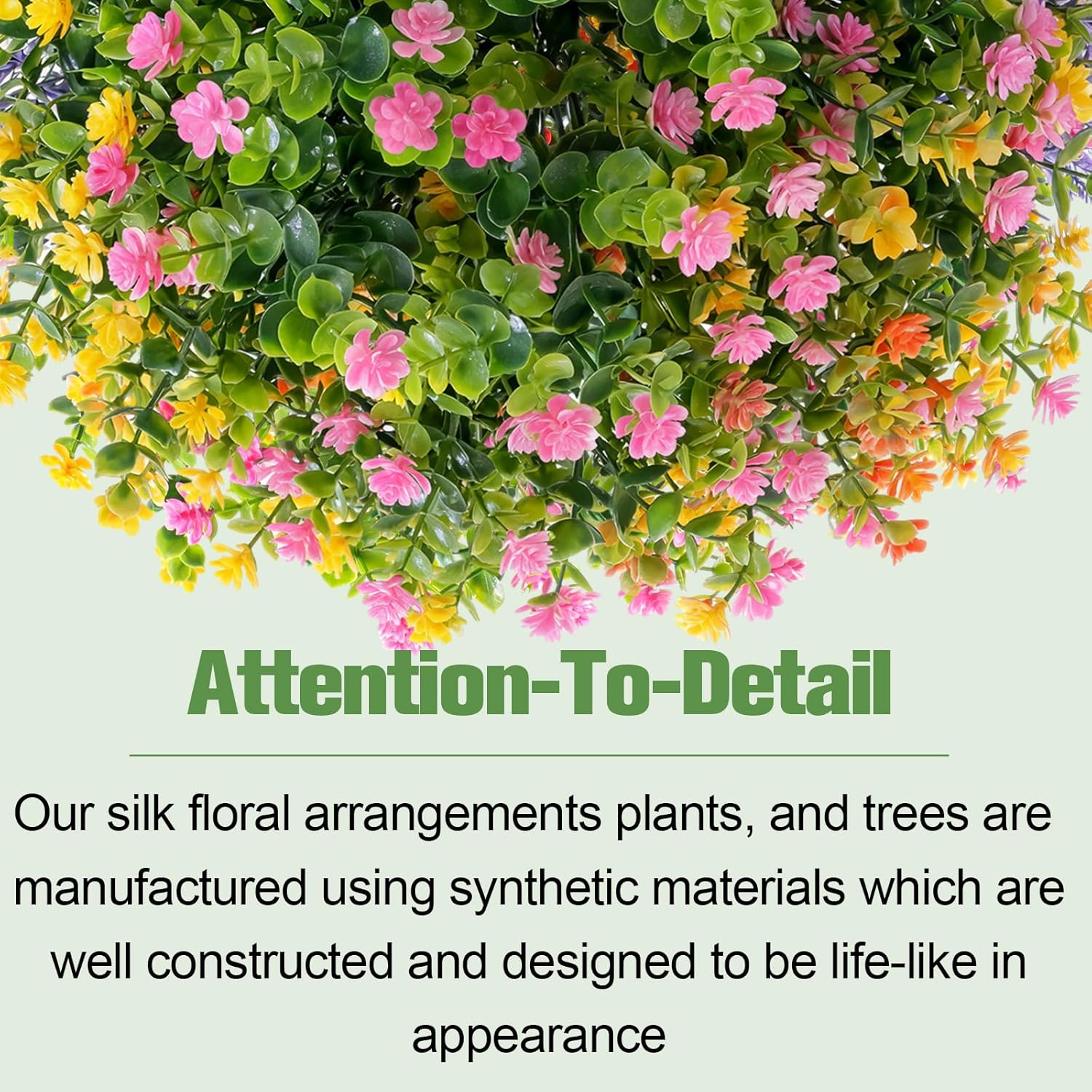 Yunlly 2 Set 27" Artificial Boxwood Topiary Ball Trees with Flower UV Resistant No Fade Faux Bushes Potted Plants with Spike for Outdoor Indoor Planter Front Door Home Indoor Porch Urn