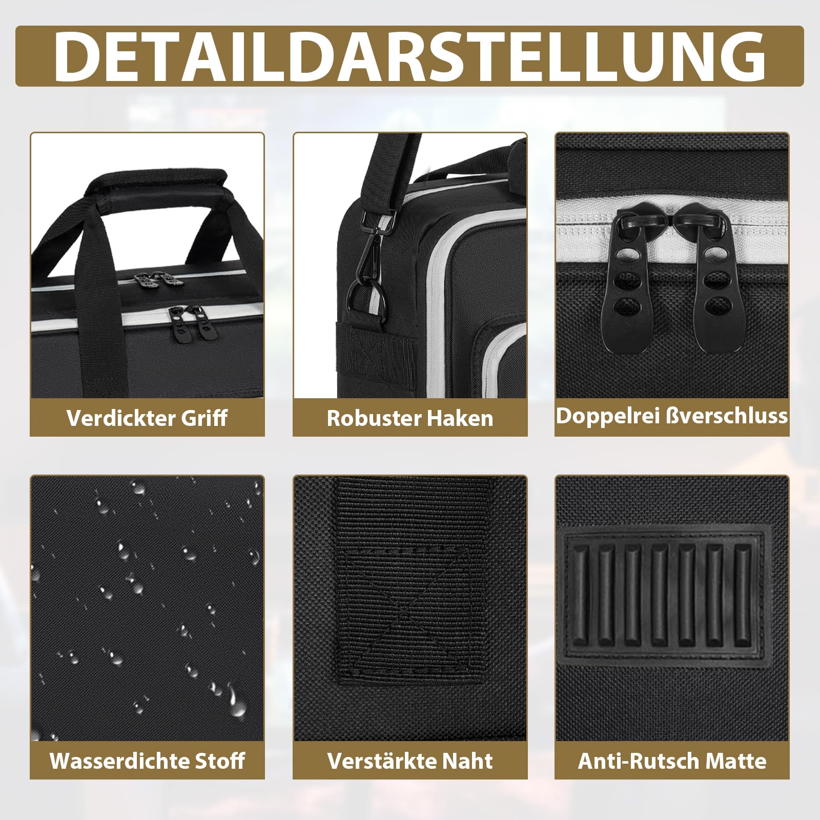 OUUTMEE Tasche für PlayStation 4/5, Tragetasche für unterwegs, Umhängetasche kompatibel mit PlayStation 5, Schützende Aufbewahrungstasche für Konsolen-Disc/Digital Edition, Spielkarten, HDMI