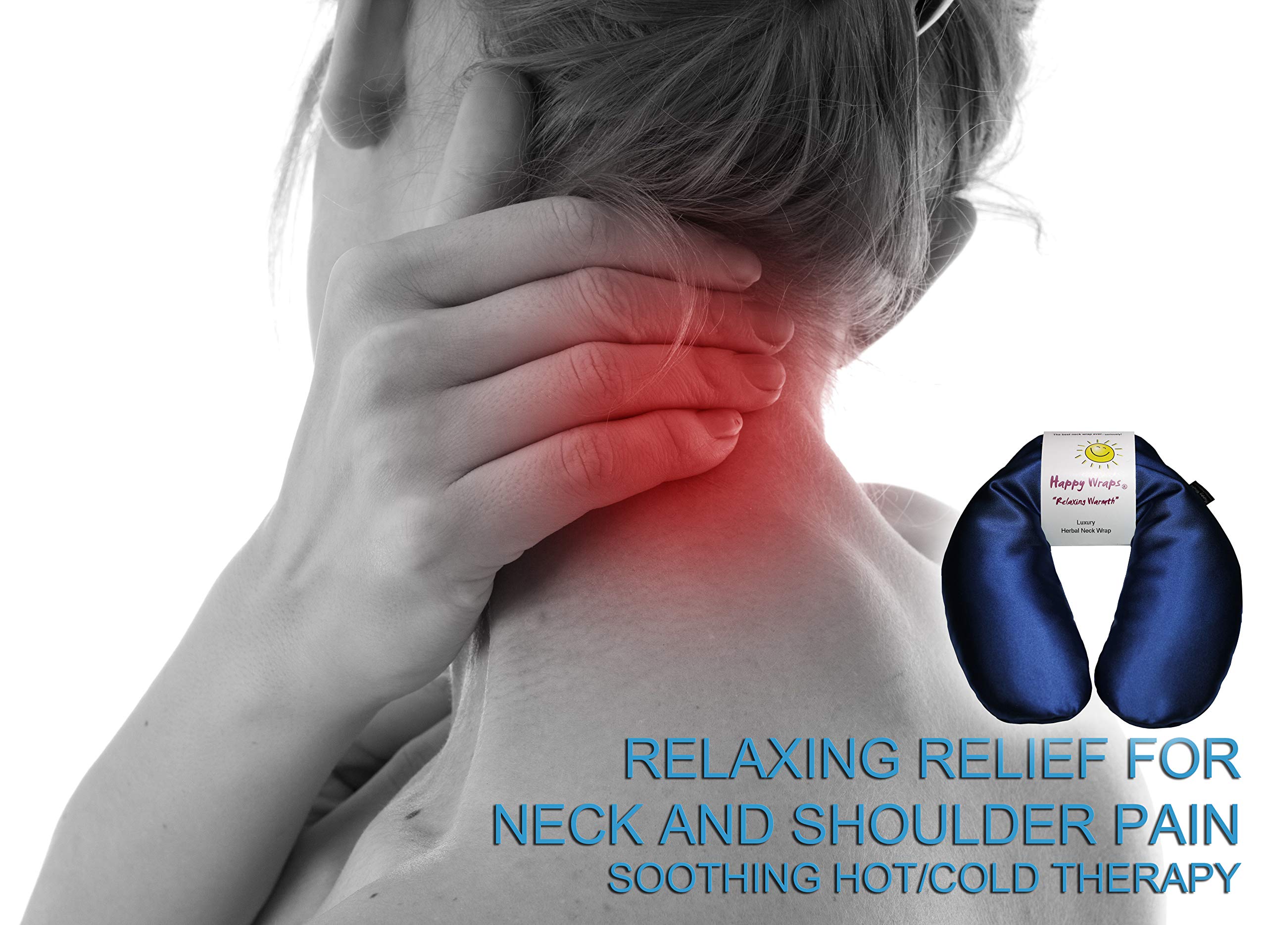 Almohadilla de calor para el cuello y el cuello, para el microondas, para el alivio del dolor del cuello y el estrés de las migrañas, regalo para mujeres y hombres SW-2BSA , Zafiro + máscara de dormir de viaje gratis, 2