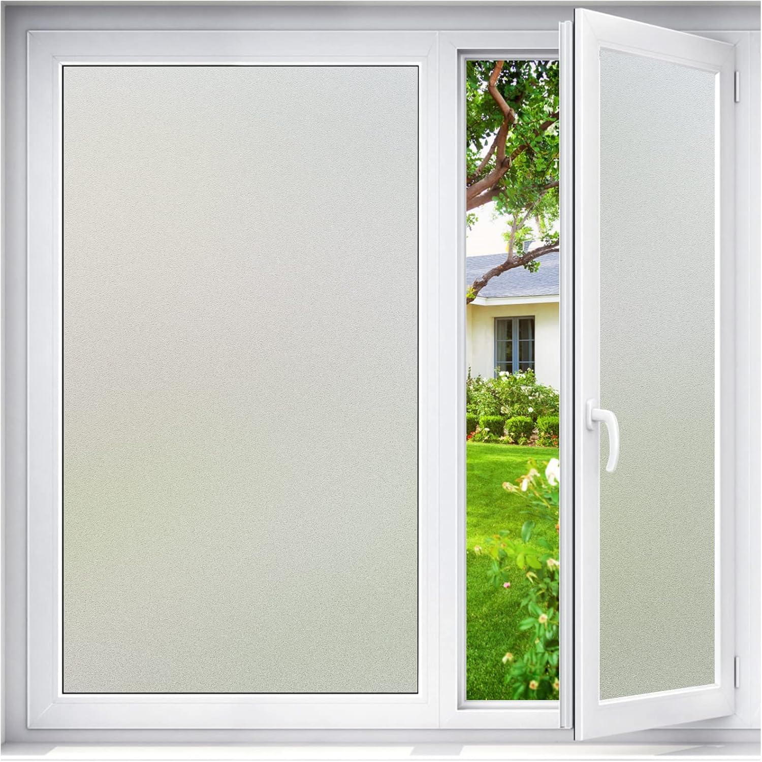 Haton Fensterfolie Blickdicht Sichtschutzfolie Fenster Selbsthaftend, Milchglasfolie ohne Kleber Statisch Haftend Sonnenschutz Badzimmer Büro Zuhause