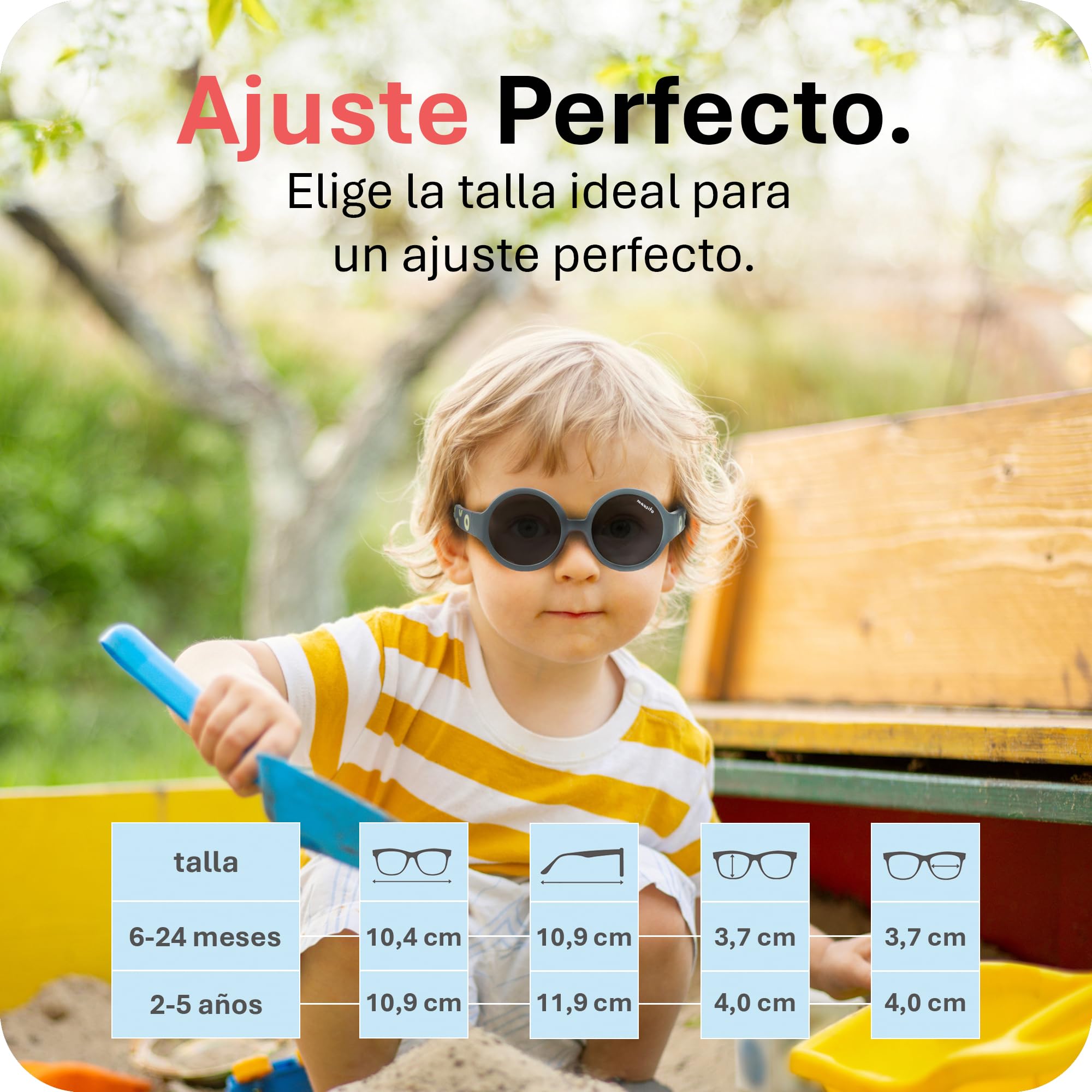 Mausito gafas de sol infantiles 6-24 meses y 2-5 años | FLEXIBLES gafas de sol para niños con banda ajustable y removible | 100 % PROTECCIÓN UV | sin BPA | Diseño europeo creado para niños