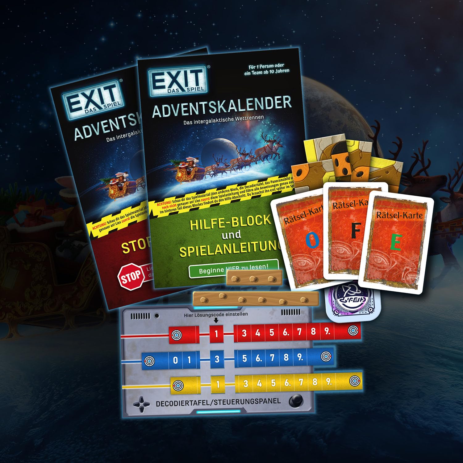 KOSMOS 684488 EXIT - Das Spiel - Adventskalender: Das intergalaktische Wettrennen, mit 24 spannenden Rätseln ab 10 Jahre, Escape Room Spiel vor Weihnachten
