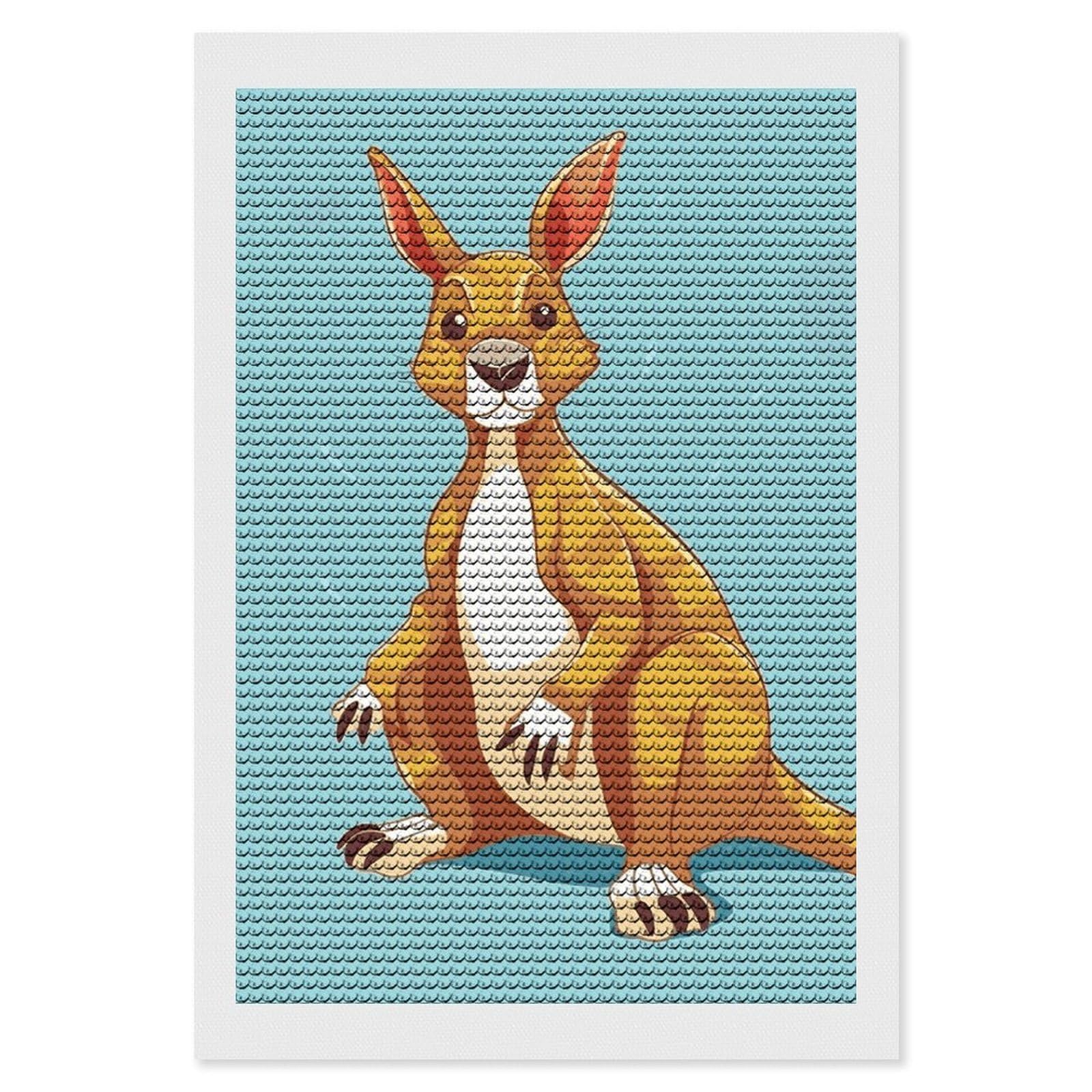 DWVTSLH Funny Cartoon Kangaroo Zoo Diamond Painting Kits for Adults, Personalized Diamond Photo Art Full Drill, DIY 5D Diamond Art Painting Kits for Beginners, Home Wall Decor 8"x12"