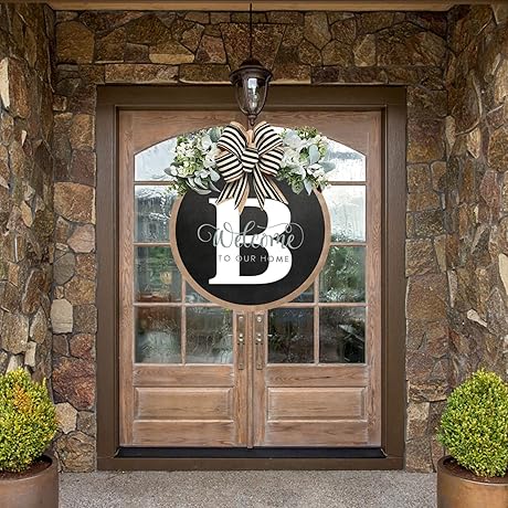 Personalized Last Name Monogram Door Hanger for Year-Round Elegance