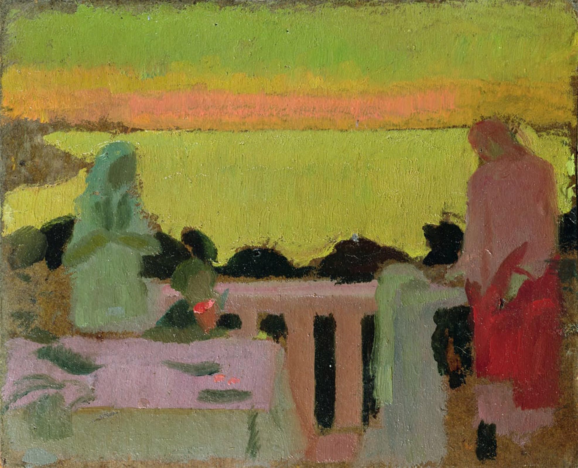 ARTXLXXBN Famous Painting Art Wall Decor Abstract Art Picture on the Balcony At Silencio or Marthe and Marie in Silence by Maurice Denis Animal Pictures for Home Decor 60x90cm