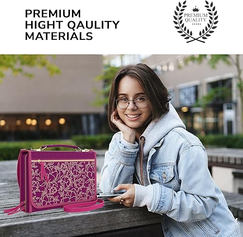 Miniatura 4 de DEHITE Funda para la Biblia para mujer, bolsa de transporte para la Biblia, tamaño extragrande, se adapta a libros de 10.1 x 7.0 x 1.9 pulgadas,