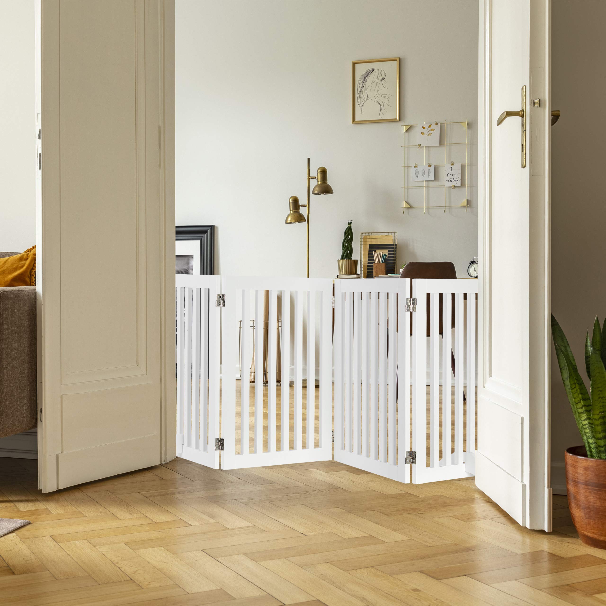 Relaxdays Barrera de Seguridad, Reja Ajustable para Perros, 1 Ud., 70x206,5 cm, Protector de Chimenea, MDF, Blanco