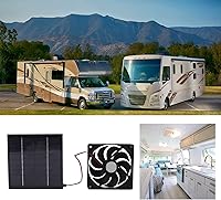 Vista 5 de Kit de panel solar y ventilador para caravana, ventilador de panel solar de 5 V, 2 A, 10 W, mini ventilador para caravana, yate, invernaderos, casas