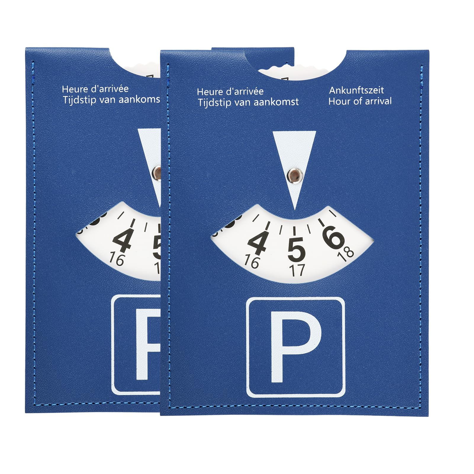 Disco horario Europeo de Lujo en Piel sintética, señalización de Tiempo para estacionamiento de Auto, Moto, Autocaravana, Dimensiones 11 x 15 cm
