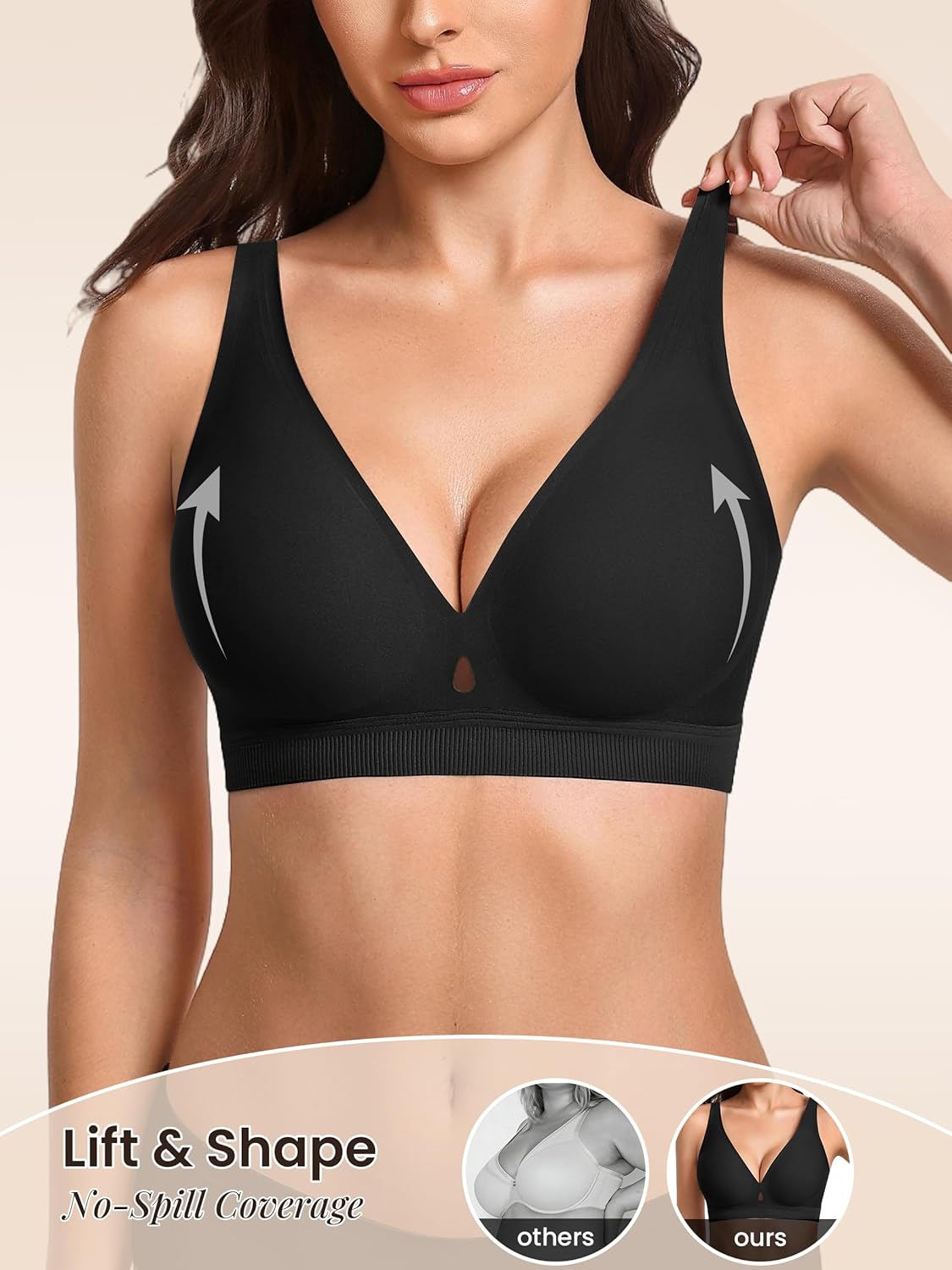 Avidlove Bras for Women V Neck Wireless Comfortable Bra Supportive No Underwire Bras Tshirt Push Up Bralettes Seamless Bra - Image 4