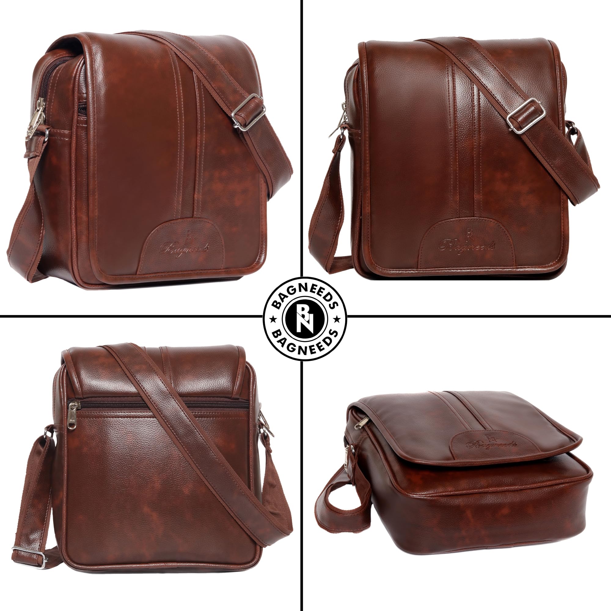 Bagneeds Messenger Bag for Office College & Travel | Premium Crossbody Sling Bag | Multi-Compartment Shoulder Bag for Mobile Tablet Books & Daily Essentials | Stylish Casual Side Bag Brown 3