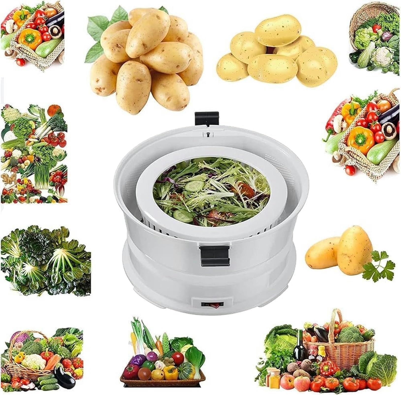 Pelador de patatas eléctrico, pelador automático de patatas, deshidratador de verduras, máquina giratoria para ensaladas, herramienta peladora de cocina