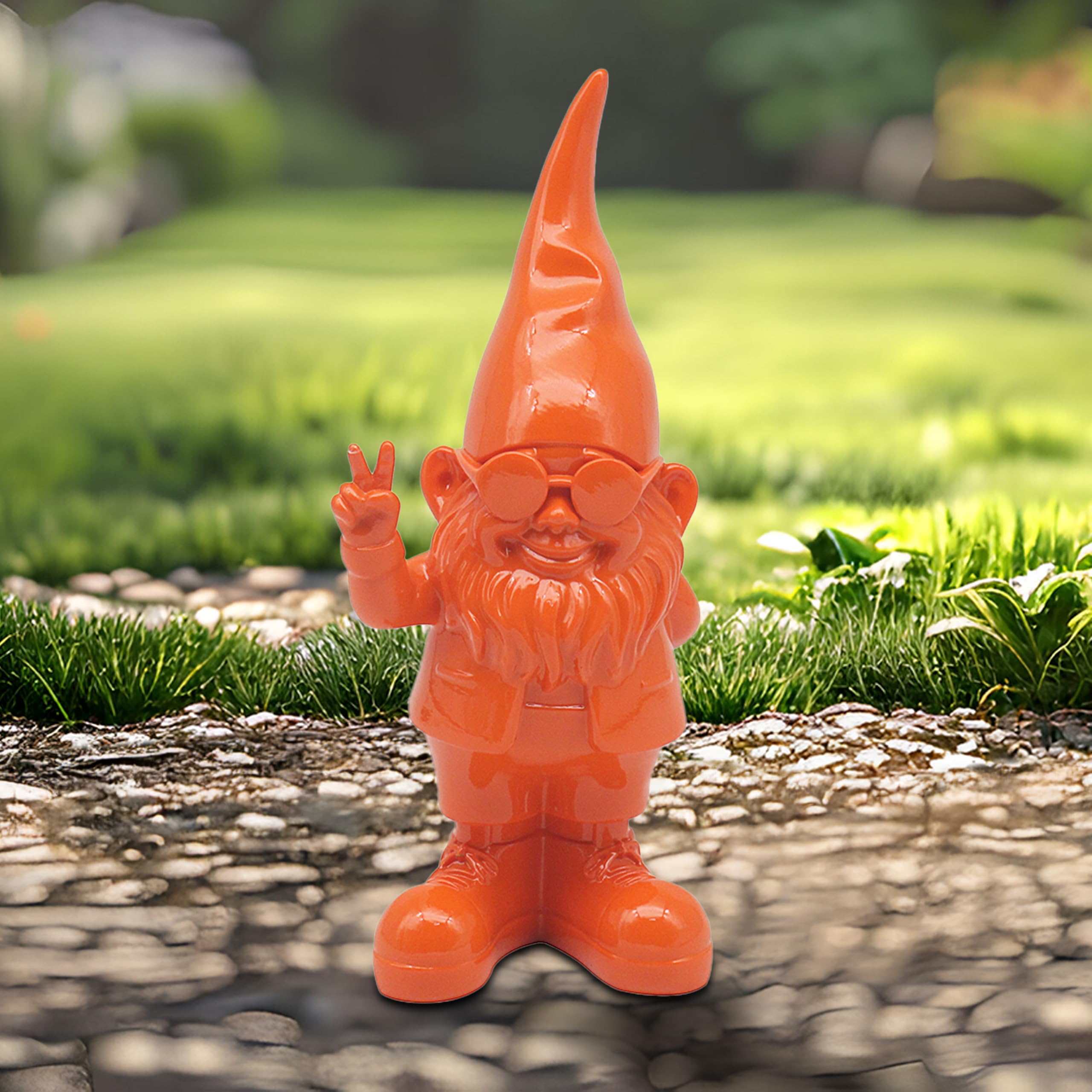 Lesser & Pavey Gnomes Home Decor Figurines & Ornaments For Home & Office | Decorative Home Accessories Statues For Indoor & Outdoor | Lovely Gifts for Women & Men Peace Hands Orange 20 Cm — view 2