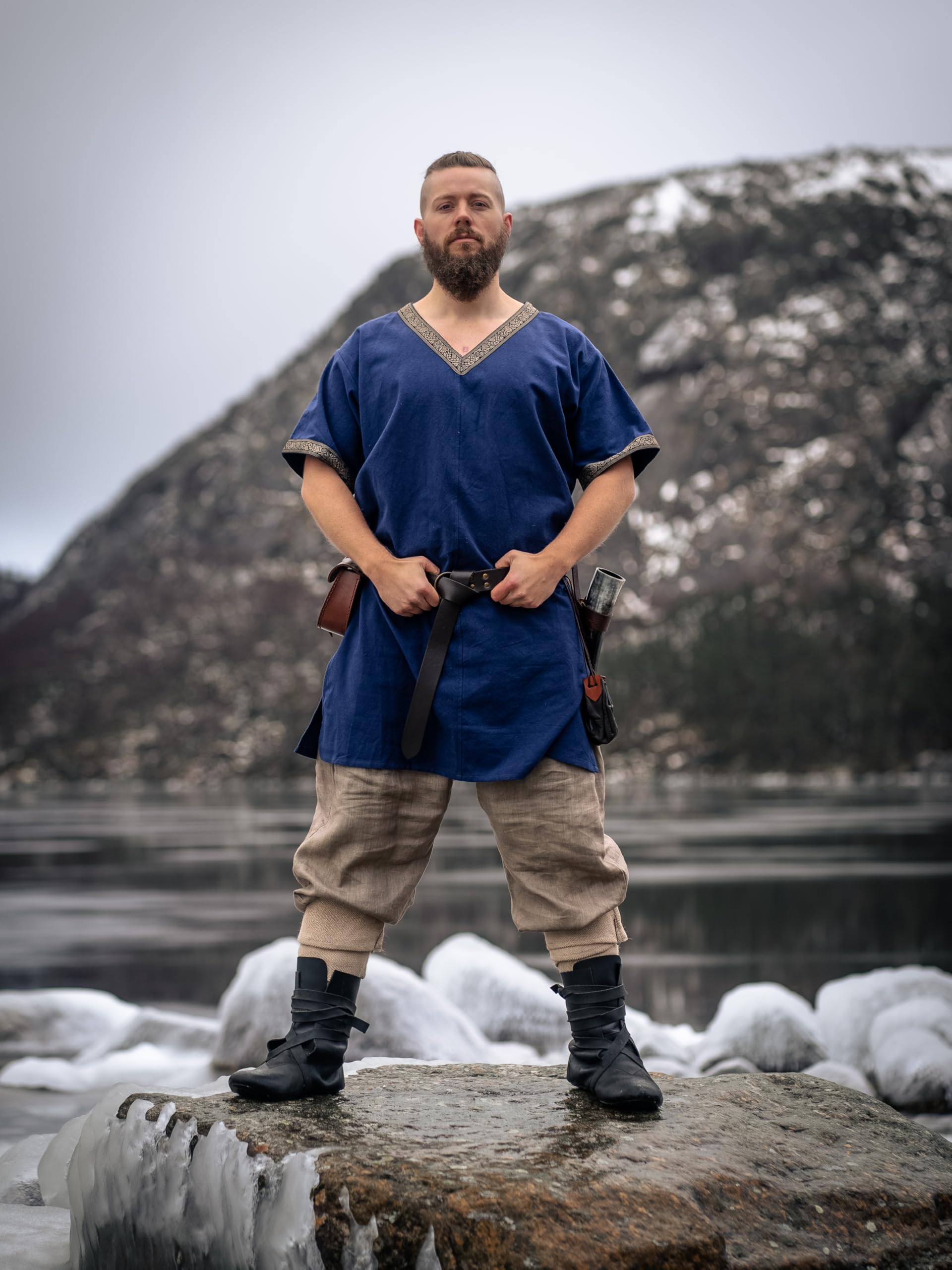 Leonardo Carbone® Tunique Viking Loki - Vêtements médiévaux Hommes, Chemise médiévale Hommes, Costume de Carnaval Hommes, Tunique Viking, vêtements LARP - 100% Coton