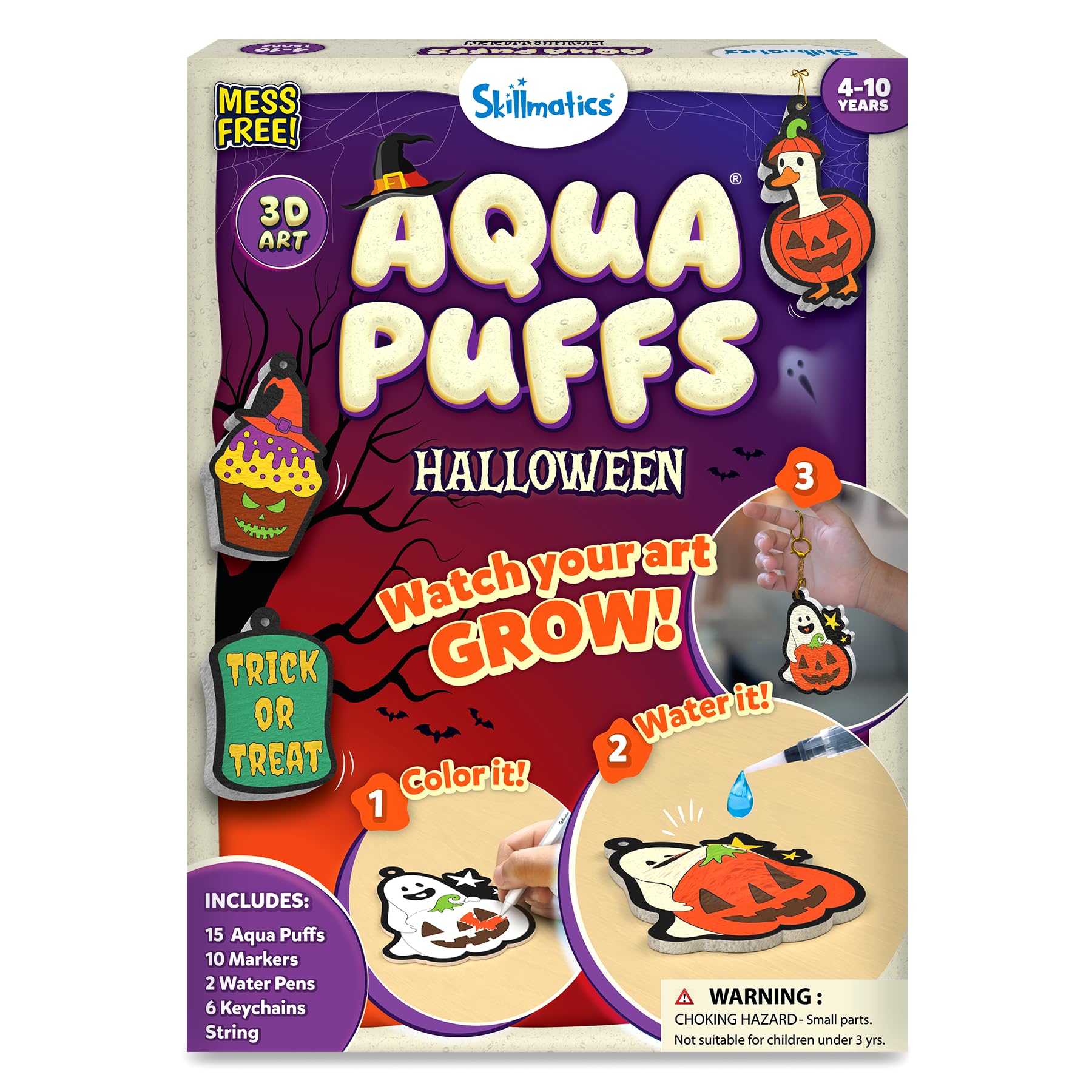 Skillmatics Halloween Aqua Puffs – 3D Art Kit, Paint By Number Kit