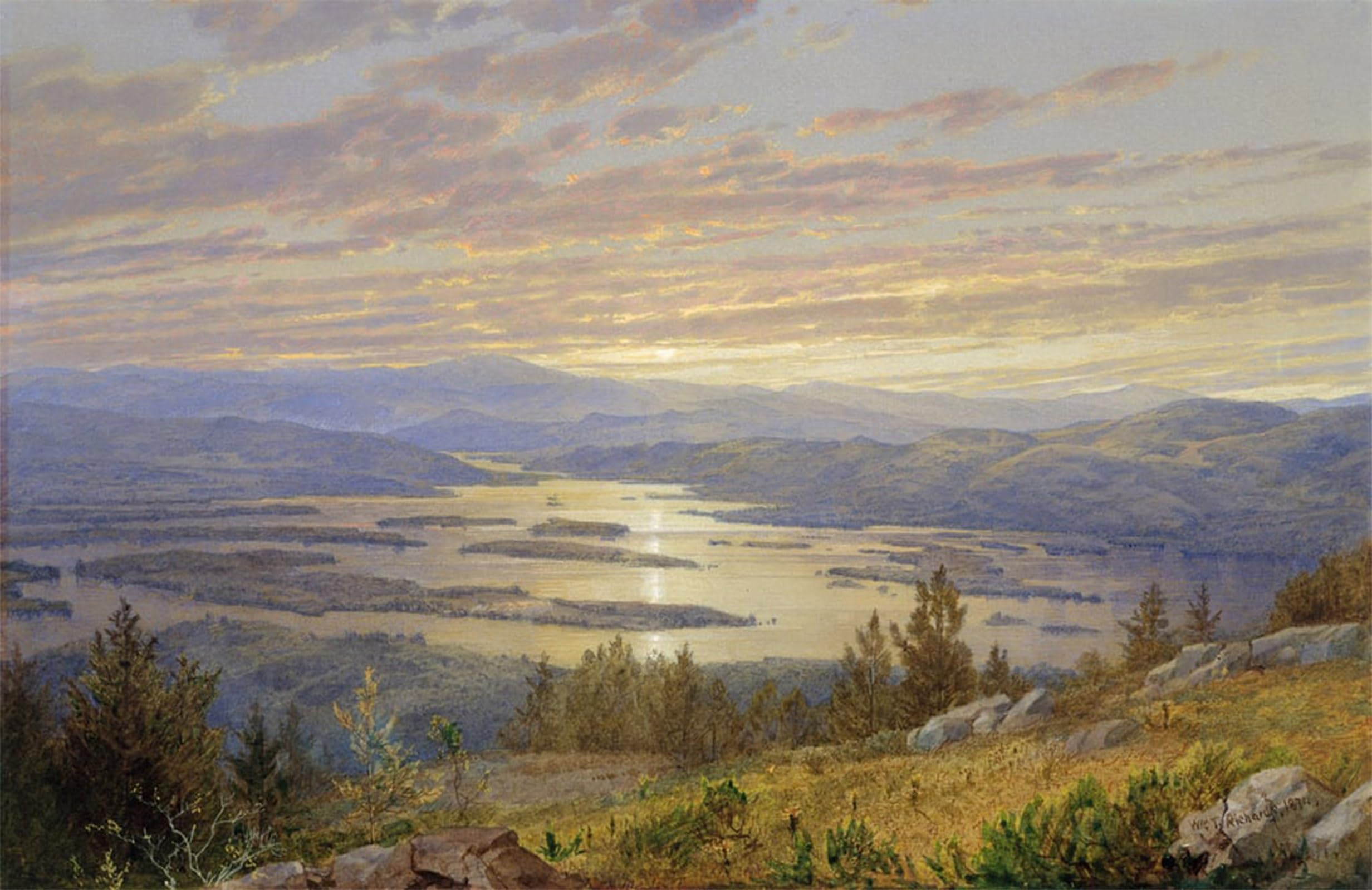 SERENDIPITP Aesthetic Poster Photo Wall Print Retro Picture Lake Squam From Red Hill by William Trost Richards Modern Wall Artwork for Home Decor 60x90cm