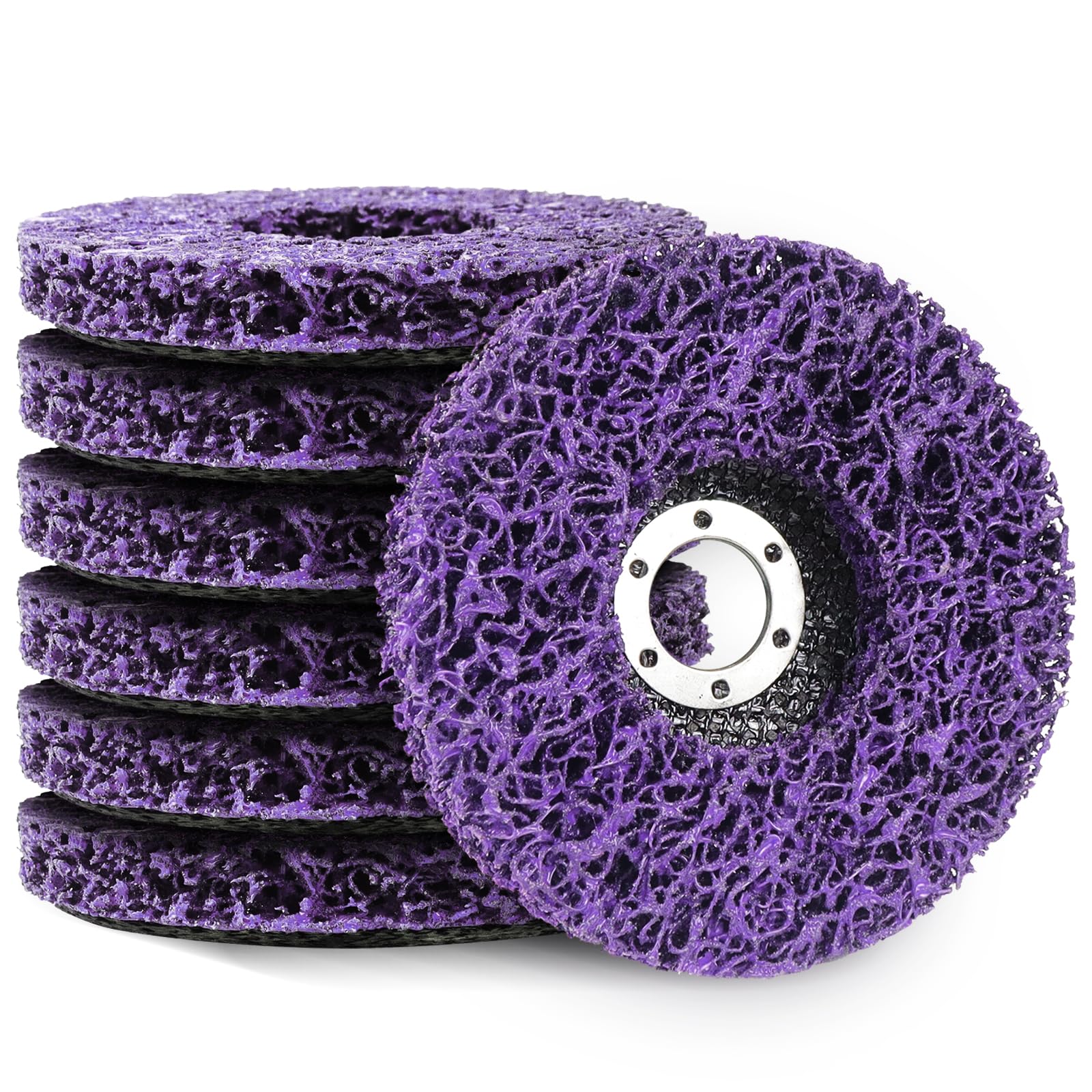 CSD Lot de 7 disques de nettoyage grossier 125 mm, enlever la rouille et la peinture (violet, 7, moyen)
