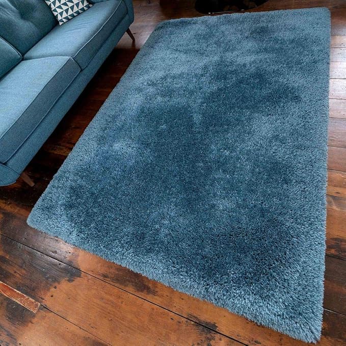 Modern Warm Extra Thick Duck Egg Blue Fluffy Shaggy Bedroom