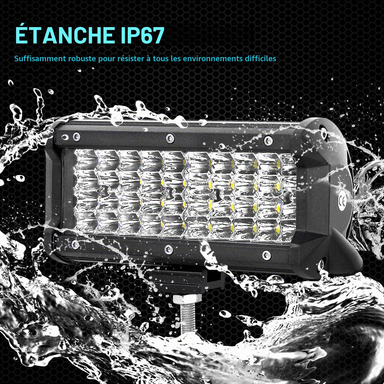 RIGIDON 4x Phare de Travail Led, 7 Pouces 18 cm 120W Projecteur Led Voiture