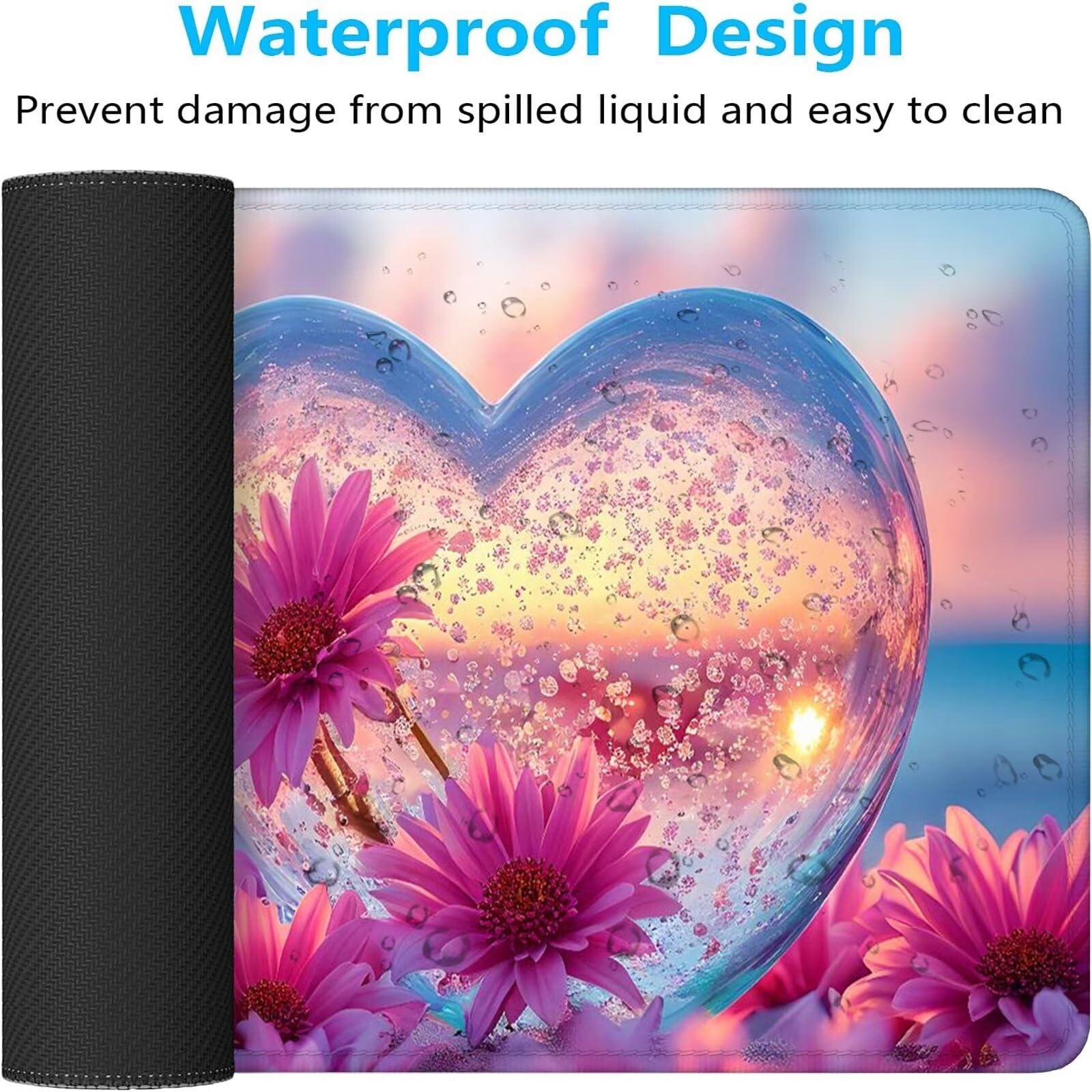 Alfombrilla Ratón XXL 1200 x 400 mm, Mouse Pad Rosa, Alfombrilla Gaming con Motivo Flor, Alfombrilla Escritorio con Bordes Cosidos, Mousepad Antideslizante Impermeable para Oficina y Gaming S-923