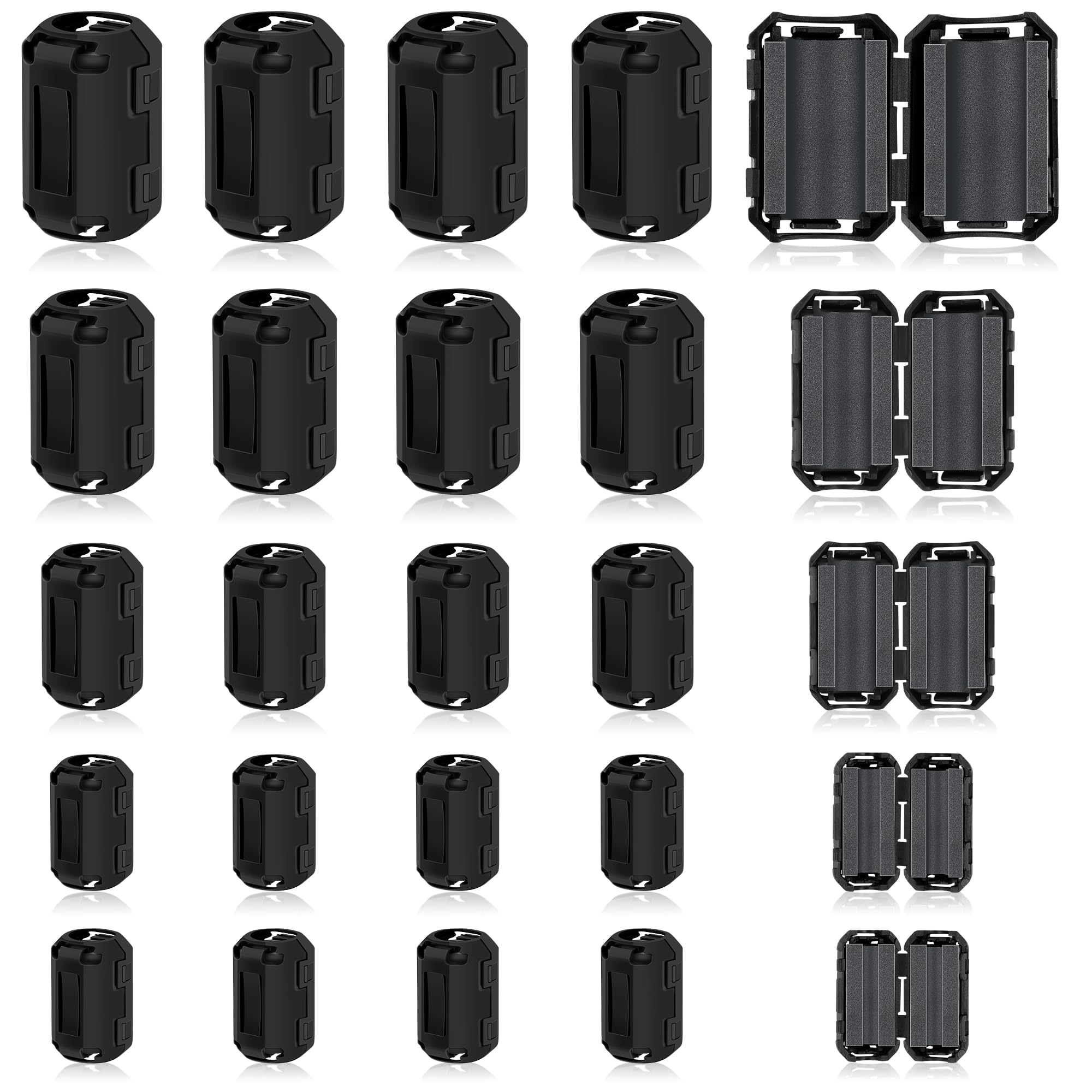  25Pcs Ferrite Chokes for EMI Noise Suppression in Cable Clips 
| Ferrite Beads Snap-on RFI Noise Suppressors for |5mm t