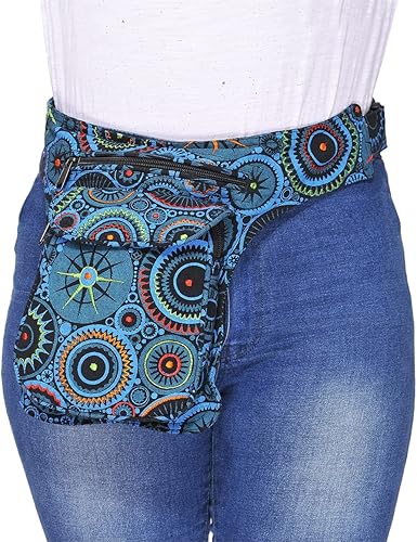 Miniatura 2 de The Collection Royal Riñonera Bolsos Cruzados para Mujeres Bolsa de Cinturón de Lona de Algodón Boho Hippie Festival Colorida para Mujeres, Talla