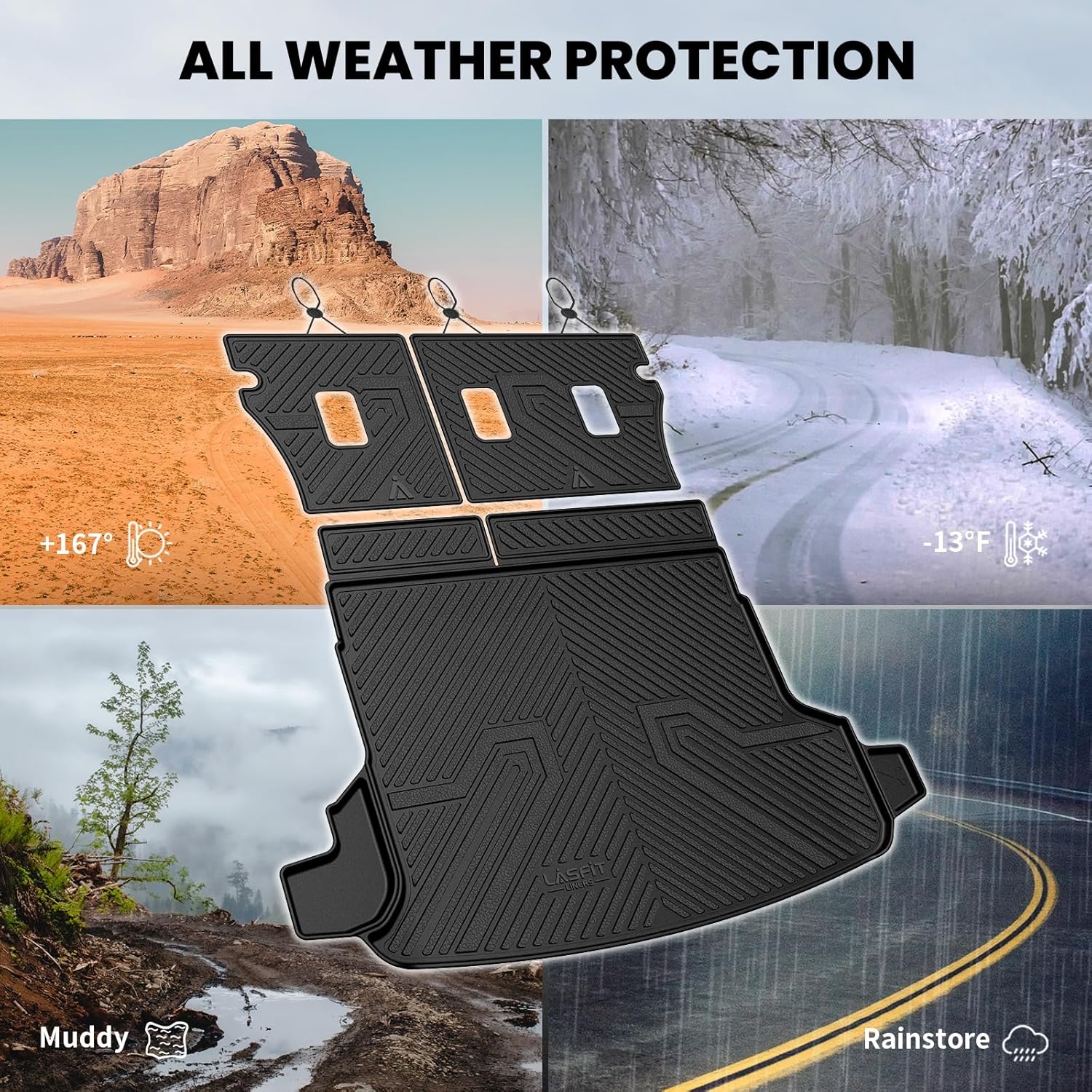 LASFIT Cargo Mat & Backrest Mat for Subaru Forester 2025-2026 (Not Fit Hybrid & Wilderness), All Weather TPE Custom Fit Easy Clean Trunk Mat for Forester 2025 2026 Car Cagro Liners,Black