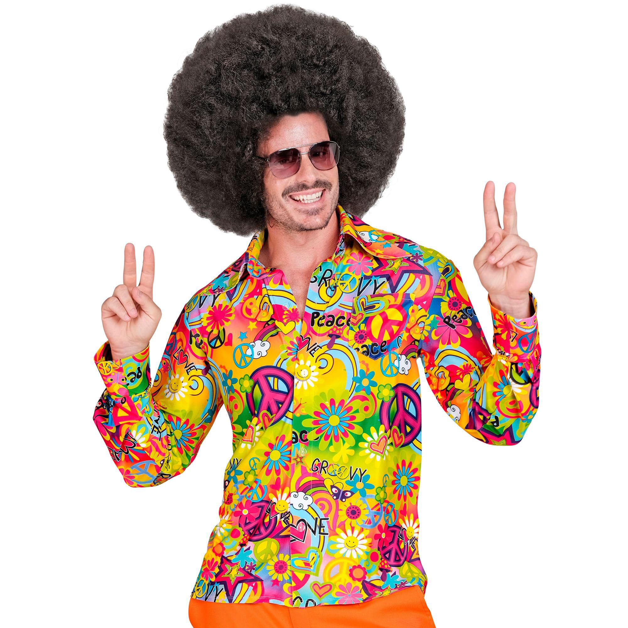 W WIDMANN MILANO Party Fashion - Hippie Shirt, Hipster, Flower Power, 60s Costume, Carnival Costumes