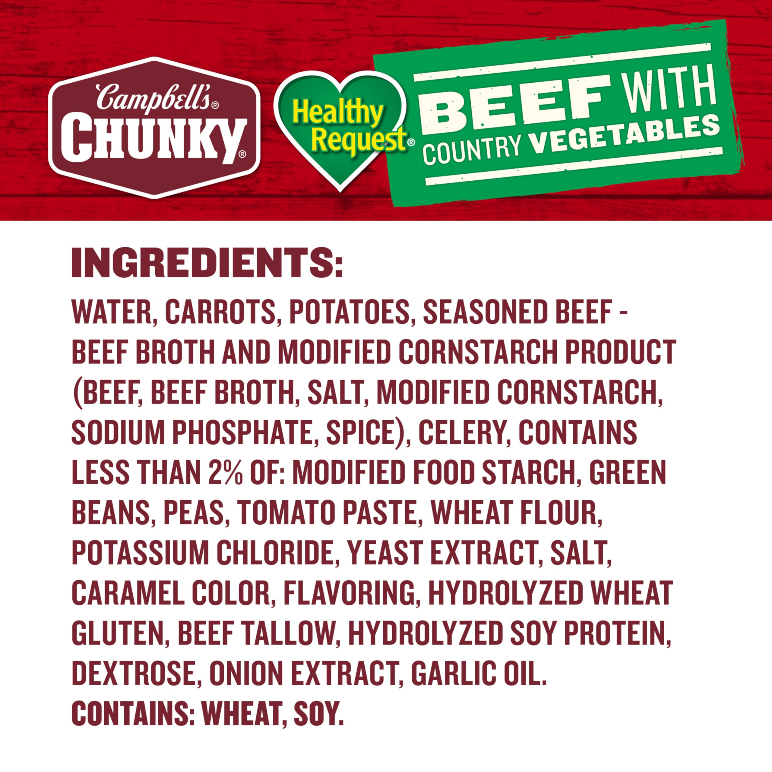 Campbell’s Chunky Healthy Request Soup, Beef Soup with Country Vegetables, 16.3 Oz Can