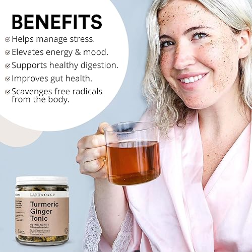 Miniatura 5 de Té de cúrcuma de jengibre Lake  Oak  Tónico de jengibre de cúrcuma antiinflamatorio sin cafeína  100 orgánico formulado por nutricionista mirto de