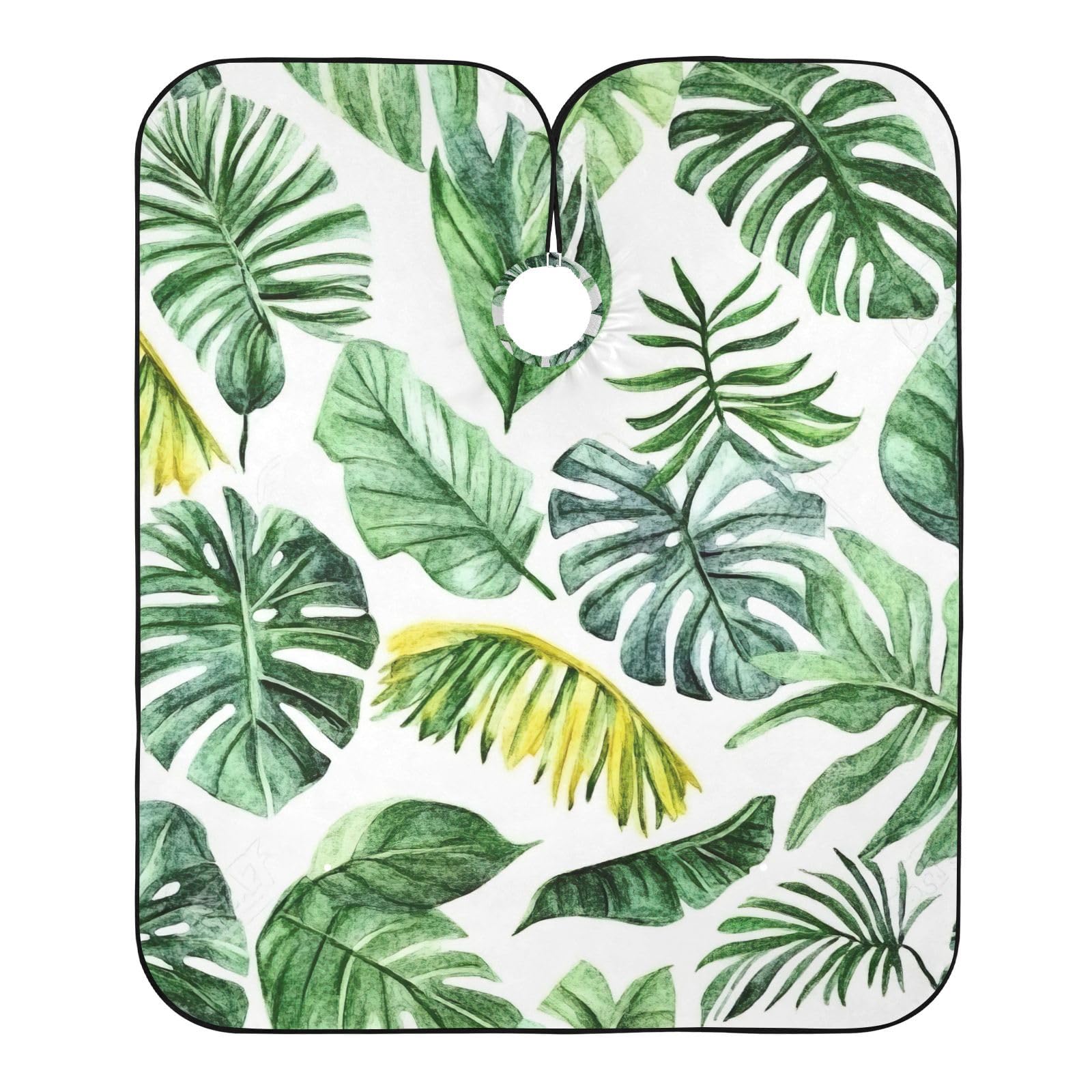 Hezely Watercolor Tropical Leaves Hair Dye Cape, Barber Cape for Adults,Waterproof Salon Cape,Waterproof Hairdressing Styling Hair Cutting, 65