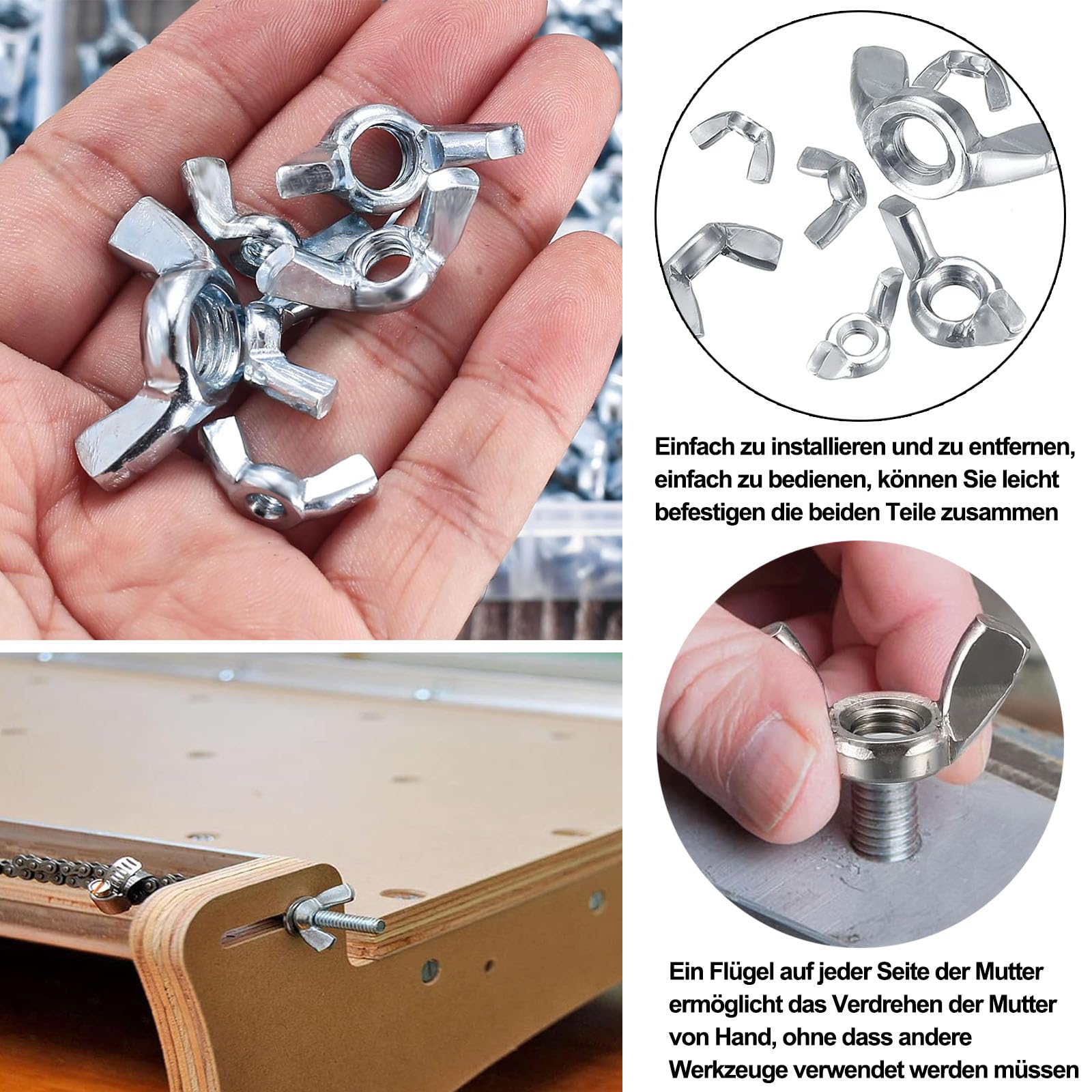 Tuercas de Mariposa, 50 piezas Tuercas de Mariposa M6 Acero Inoxidable, Tuerca de Mariposa M6, Tornillos de Mariposa de Acero Inoxidable, para Herramientas de Bricolaje Equipo Electrónico Hardware