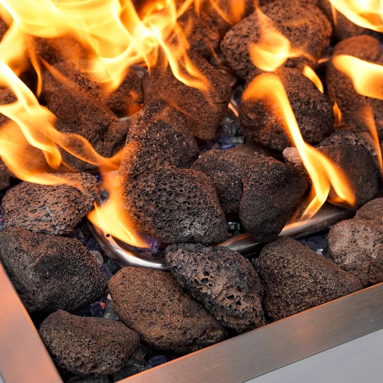 Mesida Pietra lavica vulcanica nera da 4,5 kg, per bracieri interni ed esterni, caminetti, barbecue a gas e paesaggistica, 5-7,6 cm