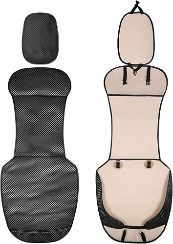 Miniatura 12 de Auto Newer Luxury Breathable Car Seat Cover Fit Four Seasons, Universal Front of Car Seat Cushions, Bottom Seat Covers of Full Wrapped Beige-2pcs