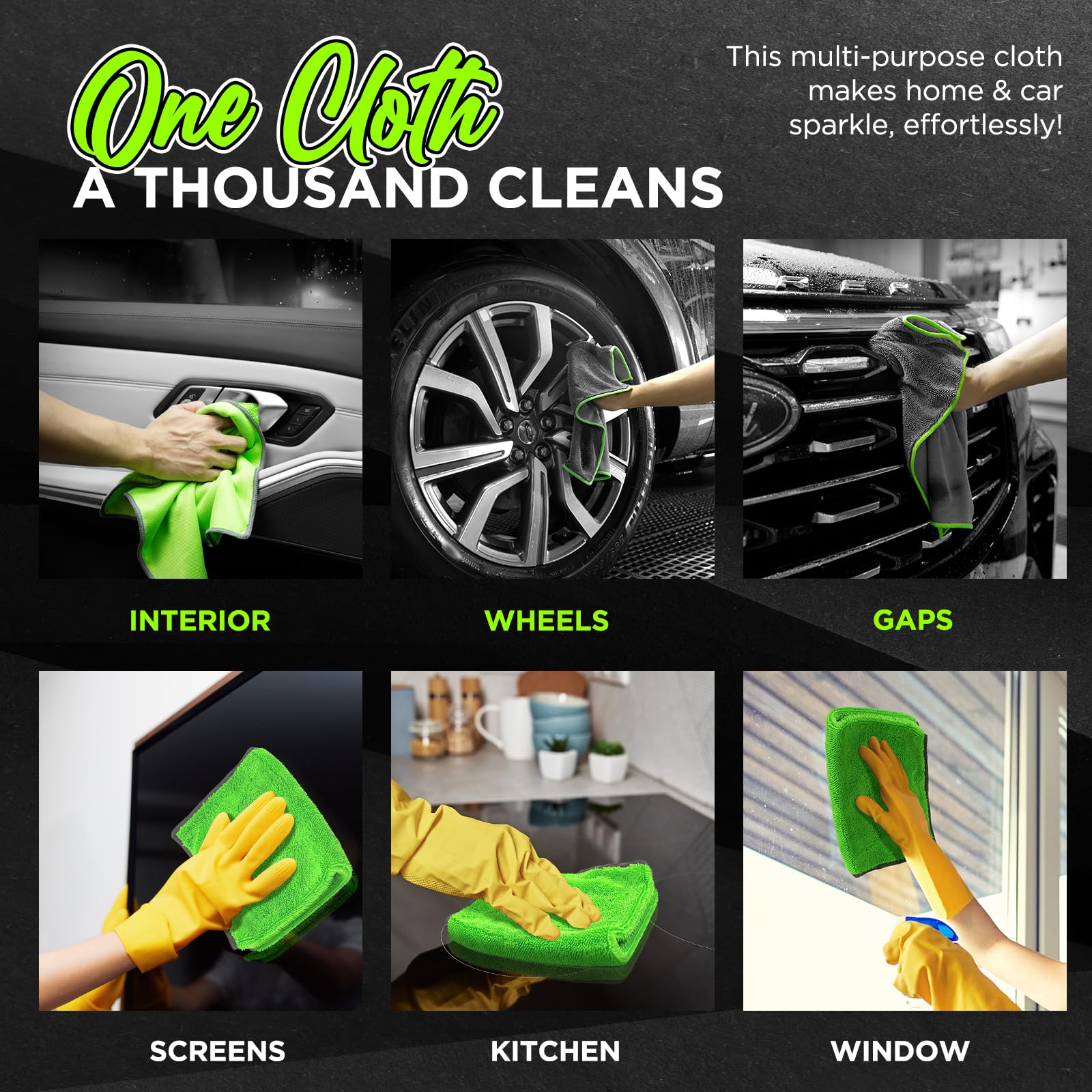 6-Pack Microfiber Towels for Cars 16 12 Ultra Absorbent and Scratch-Free Car Detailing Cleaning Cloth Trucks Home Cleaning — view 5