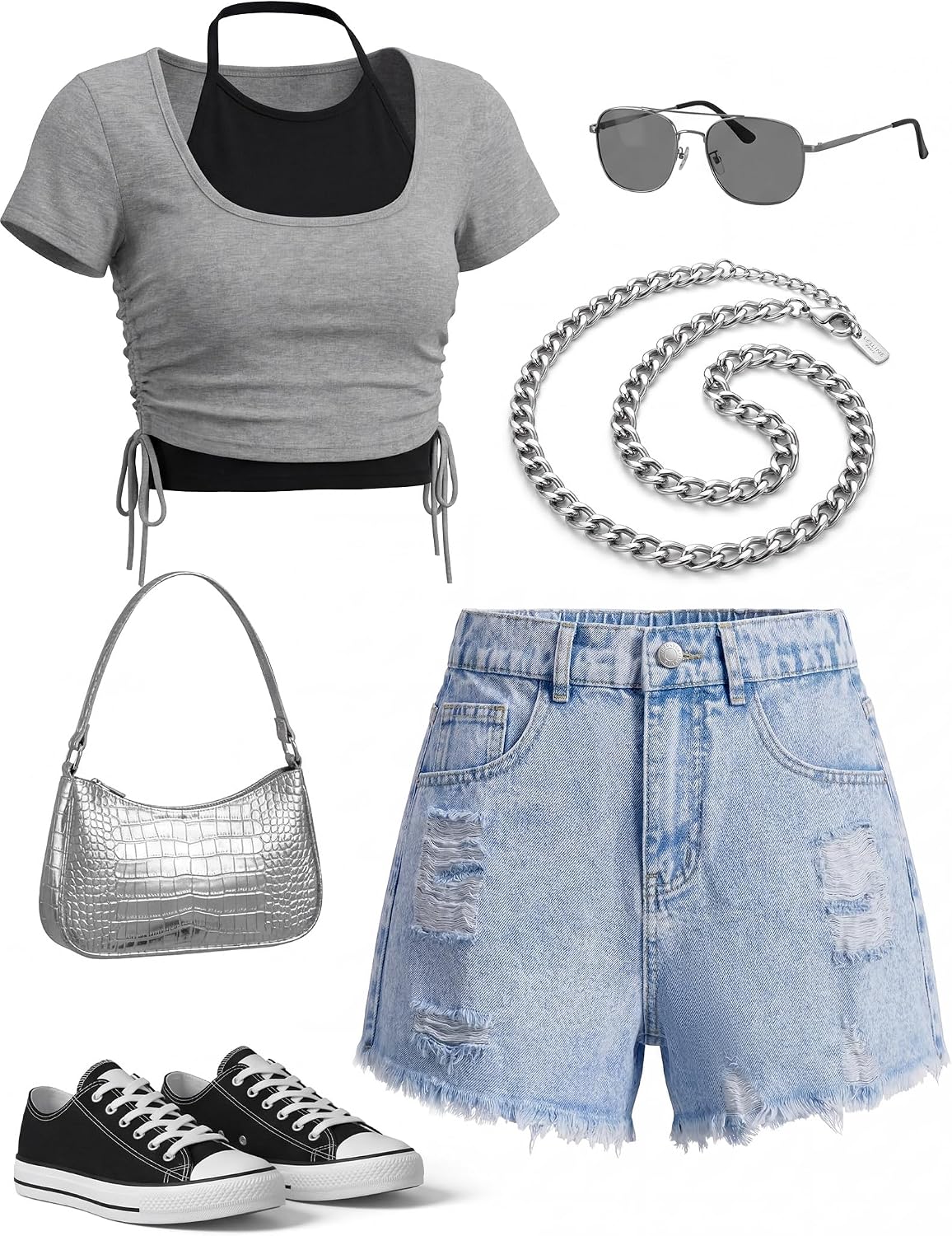 Jean Shorts for Teen Girls Y2k Baggy Ripped High Waisted Distressed Raw Hem Cute Summer Denim Shorts 13-16Y