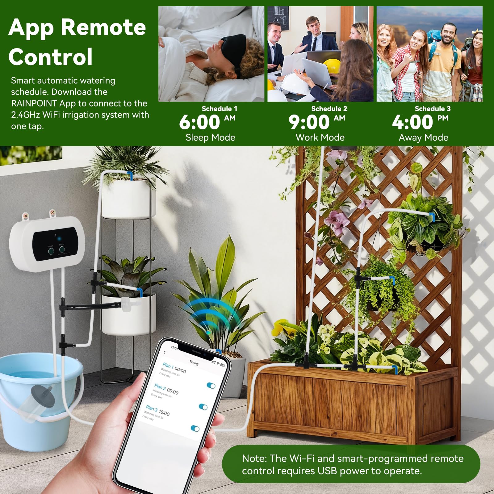 WiFi Automatisches Bewässerungssystem, App-Fernbedienung Selbstbewässerndes Tropfbewässerungssystem-Set für Topfpflanzen, Gartenbewässerung für Urlaub und Ferien