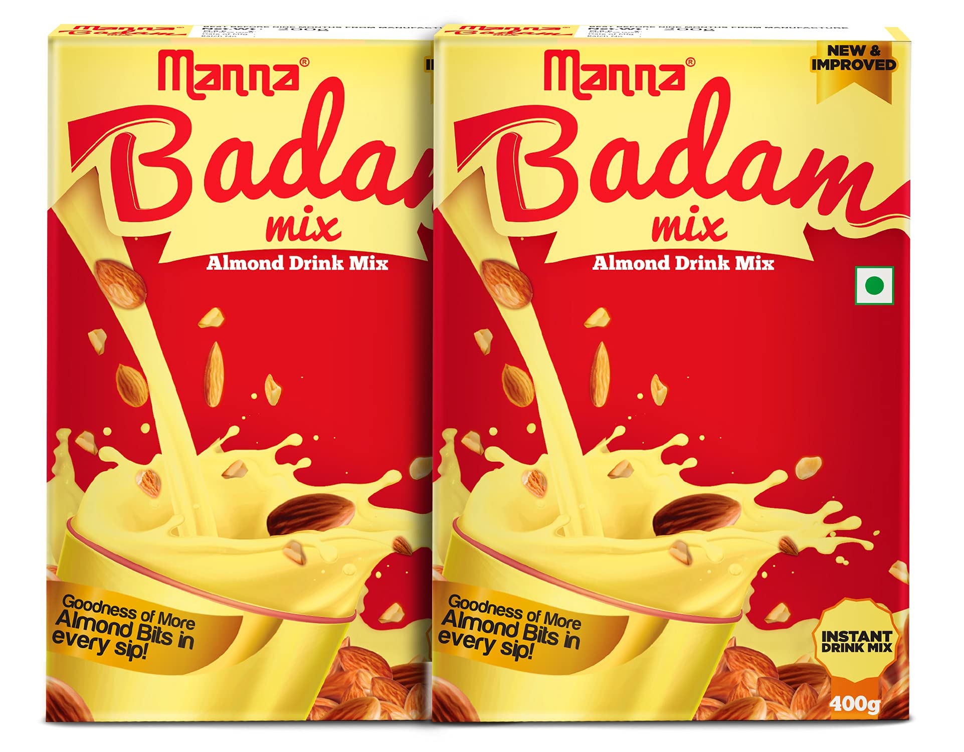 Manna Instant Badam Drink Mix with Real bits of Badam, 800g (400g x 2 Packs)