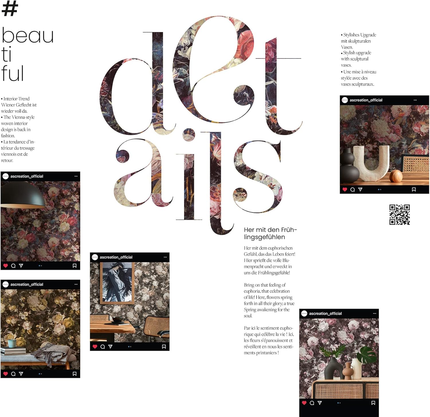 A.S. Création Wallpaper Floral Design - Black, Red - Flower Wallpaper 395.99in x 20.87in Made in Germany - 388214