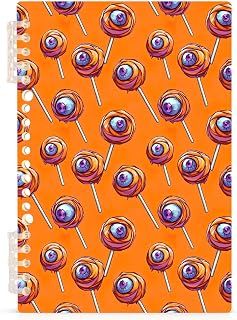A5 Spiral Notebook Cartoon Eye Candy Halloween Pattern School Office Notebook 8.3x5.7 In 60 Sheets 80gsm Paper College Ruled Paper Men Women Journal Notebook for Work Study Travel 1 Pack