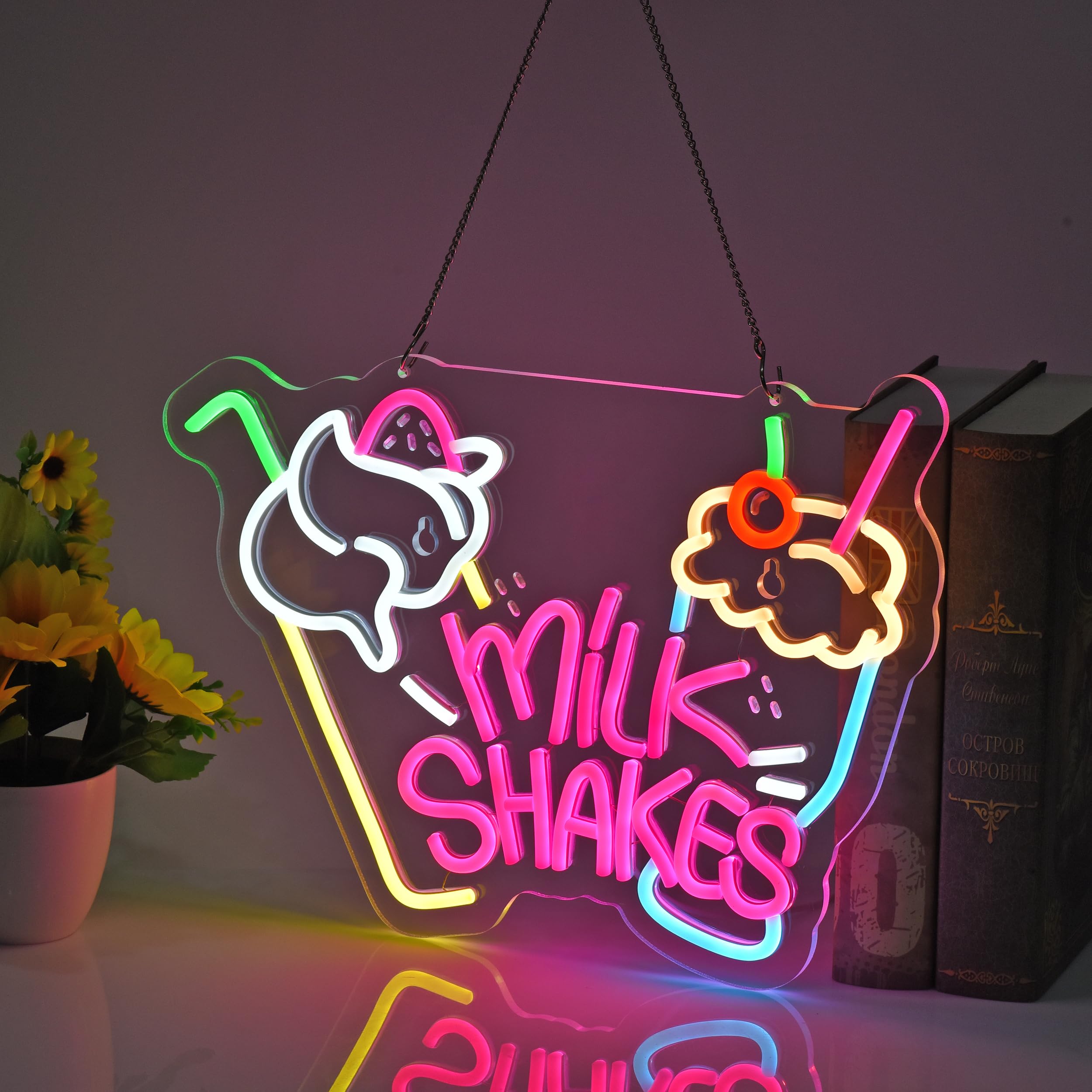Amazon | JOMOBUTY MILK SHAKES ネオンサイン 多階段調光可 LED
