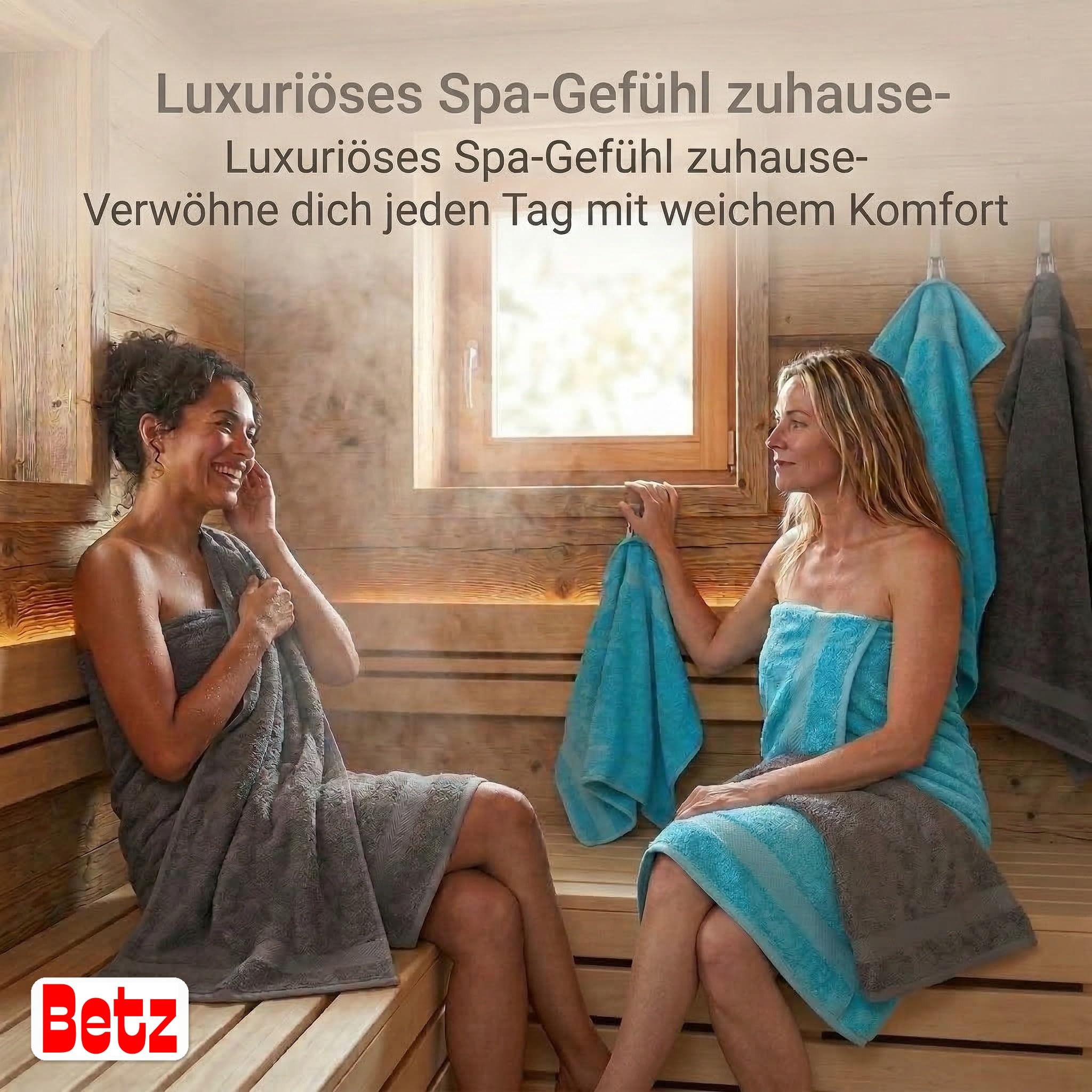 Betz set di 10 asciugamani Premium 100% cotone 2 teli doccia 4 asciugamani 2 asciugamani per ospiti 2 guanti da bagno colore turchese e antracide