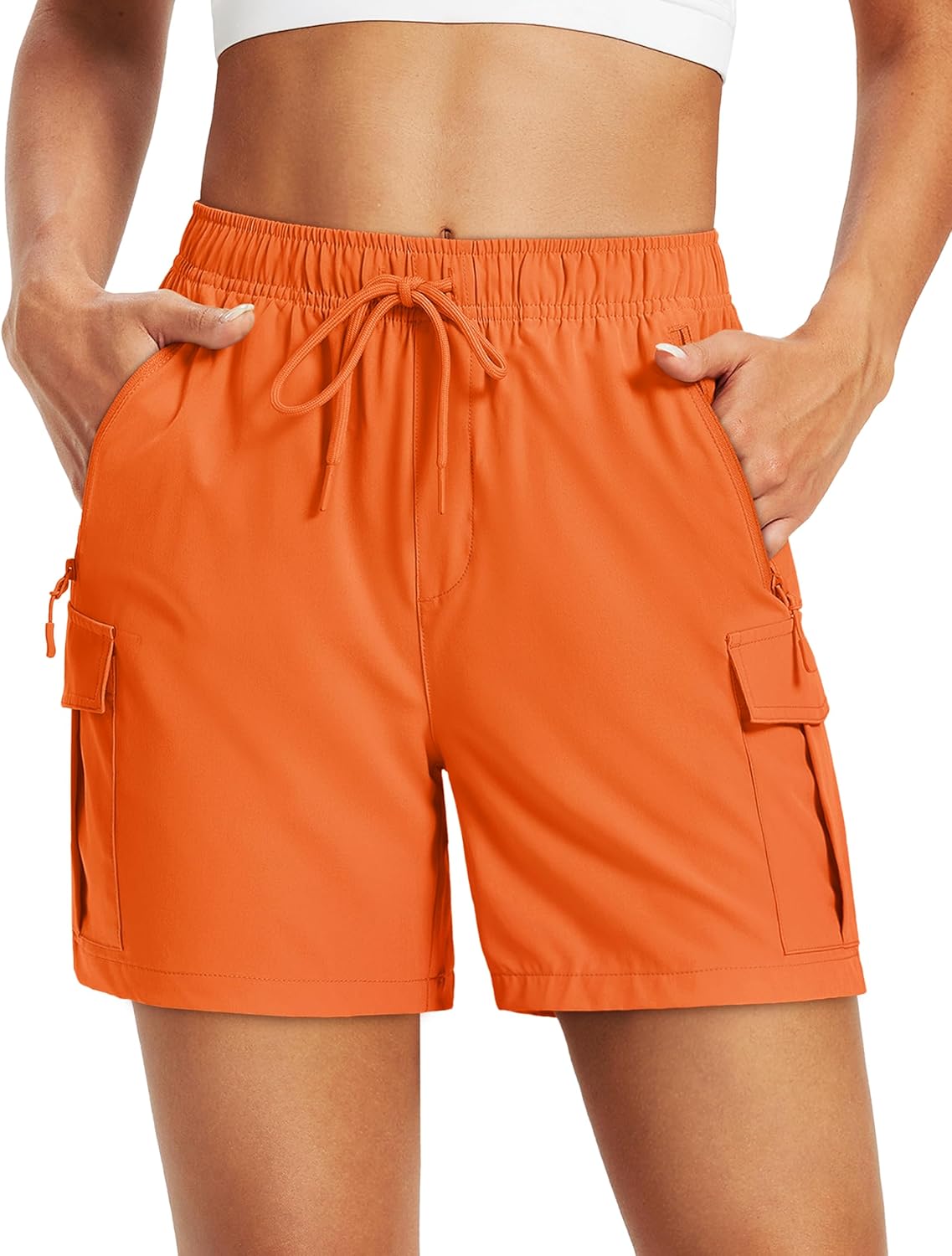 MAGCOMSEN Women's 5'' Hiking Cargo Shorts UPF 50 Quick Dry Lightweight Athletic Golf Outdoor Summer with Zipper Pockets