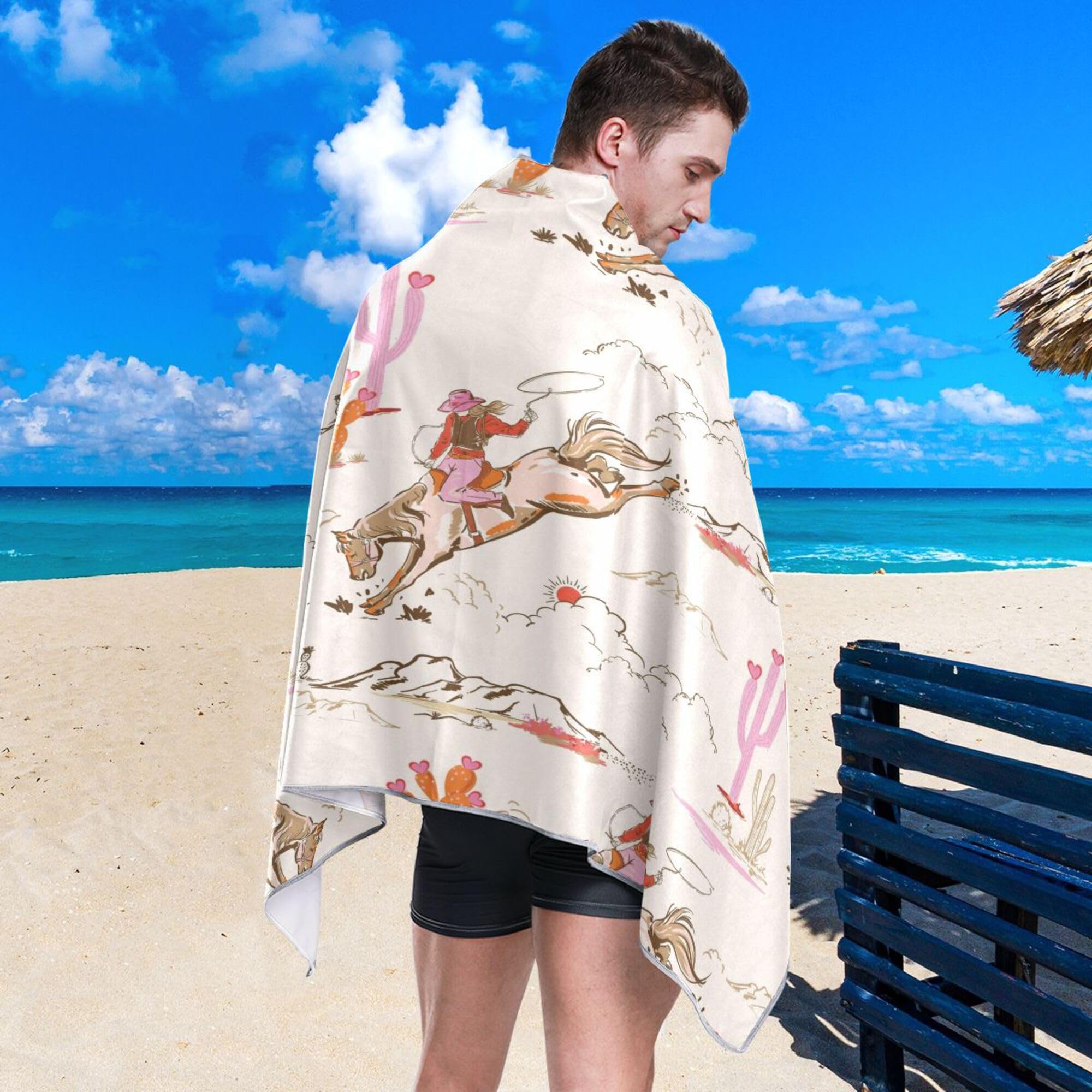 Amazon.com: xigua Western Desert Cowboy Beach Towel with Travel