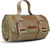 ICICLOVER Portable Roll-Up Shooting Mat with Bipod Holder & MOLLE Webbing - Extra Large 77x28 Waterproof Non-Slip Tactical Blanket for Rifle Hunting (Non-Padded)