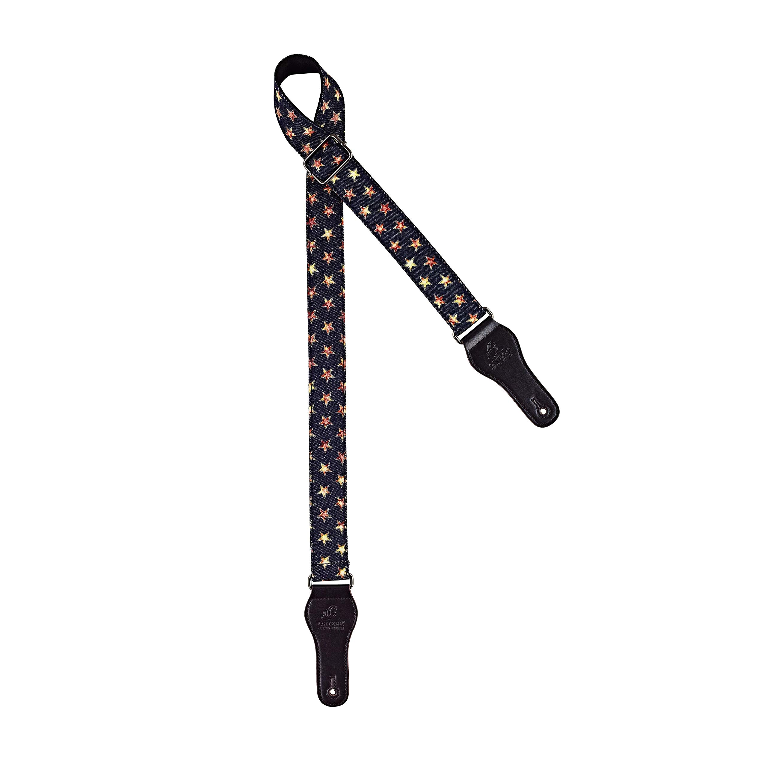 Ortega Guitars Adjustable Ukulele Strap – Highland Series – Cotton, Stars (OCS-110U)