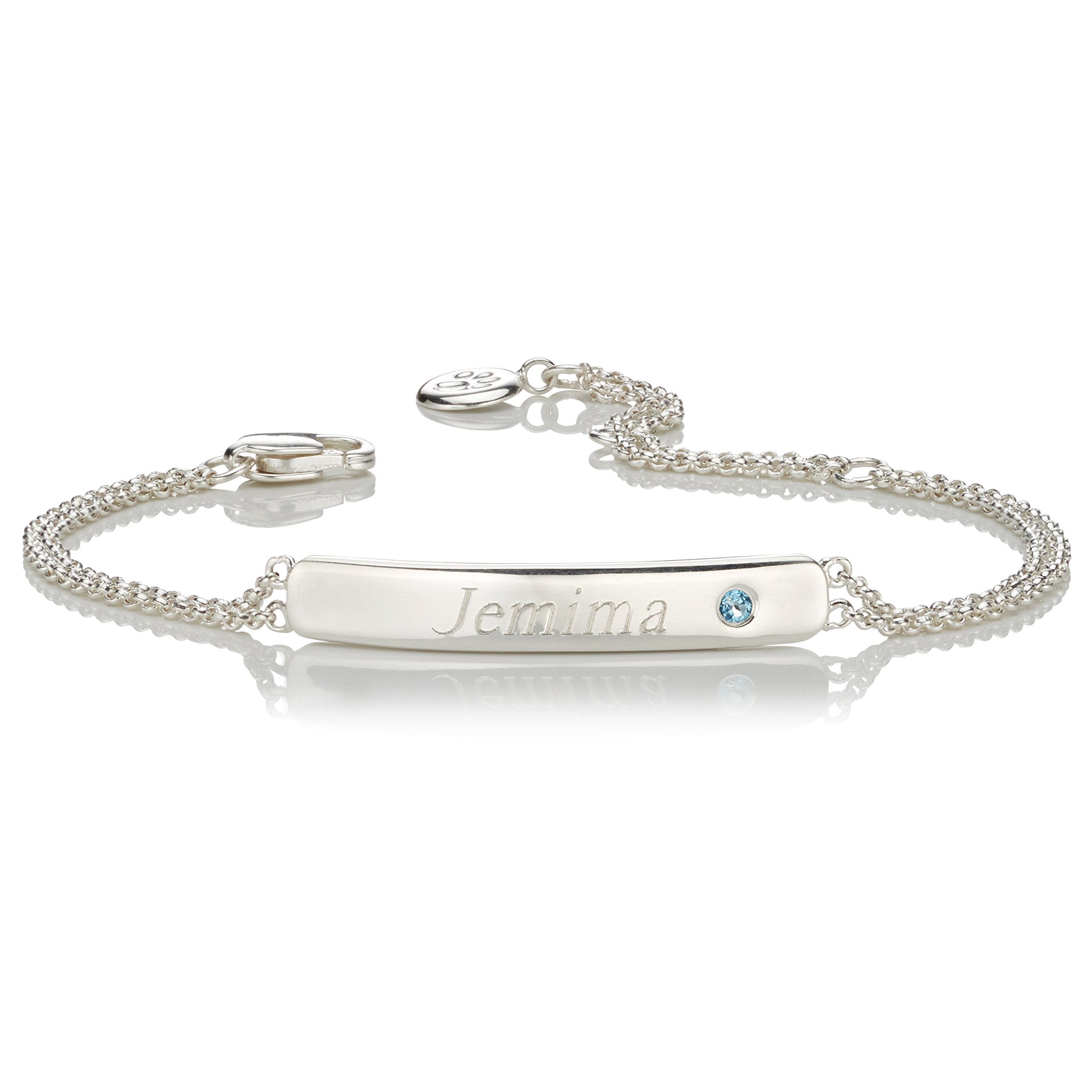 Molly BrownPersonalised Sterling Silver Birthstone Identity Bracelet. Ideal for Birthday Gifts for Girls, Flower Girl and Bridesmaids Gifts