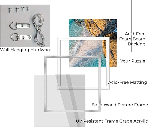 Miniatura 4 de Poster Palooza Marco para rompecabezas de 24 x 30 pulgadas, marco de madera negro con paspartú (negro) hecho para exhibir rompecabezas de 24 x 30