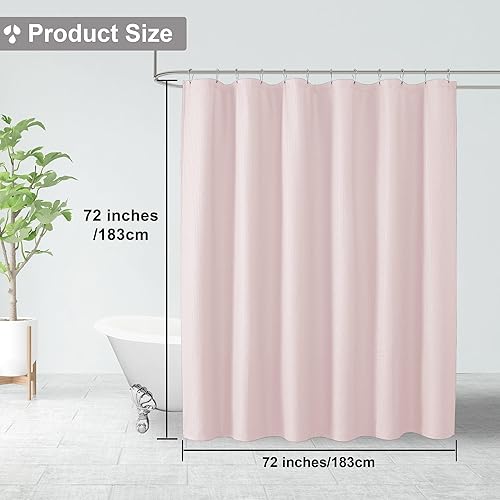 Miniatura 3 de OVZME Cortina de ducha rosa baya, cortina de baño para niños de 72 pulgadas de largo, cortina de ducha de tela en relieve 3D, cortina de ducha de