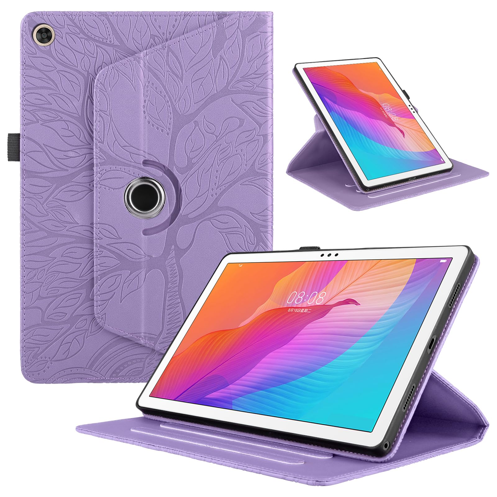 Funda para Samsung Galaxy Tab S9/ S8/ S7 11" (SM-X710/X700/T870) PU Cuero Tablets Protectora Cover 360°Carcasa Giratoria de ángulo Múltiple Stand Función Tablets Funda,Rojo Árboles — view 119
